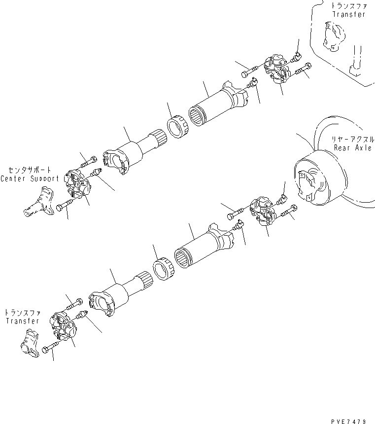 Wheel Loaders Komatsu / WA900-3 S/N 50001-UP(wa900-3c) / DRIVE SHAFT (CENTER AND REAR)(#50001-50027)(150030 : F4200-02A0)