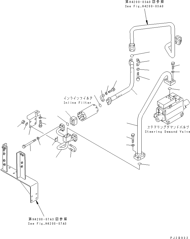 Wheel Loaders Komatsu / WA900-3 S/N 50001-UP(wa900-3c) / HYDRAULIC LINE (STEERING PUMP TO DEMAND VALVE ? 2/2) (INLINE FILTER)(#50001-50094)(210470 : H4200-04A3)