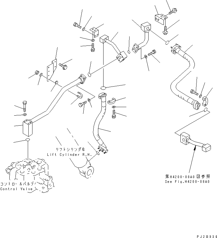 Wheel Loaders Komatsu / WA900-3 S/N 50001-UP(wa900-3c) / HYDRAULIC LINE (LIFT CYLINDER BOTTOM LINE ? 2/2) (M.D.P. MONITOR )(#50001-50094)(210650 : H4200-09C4)