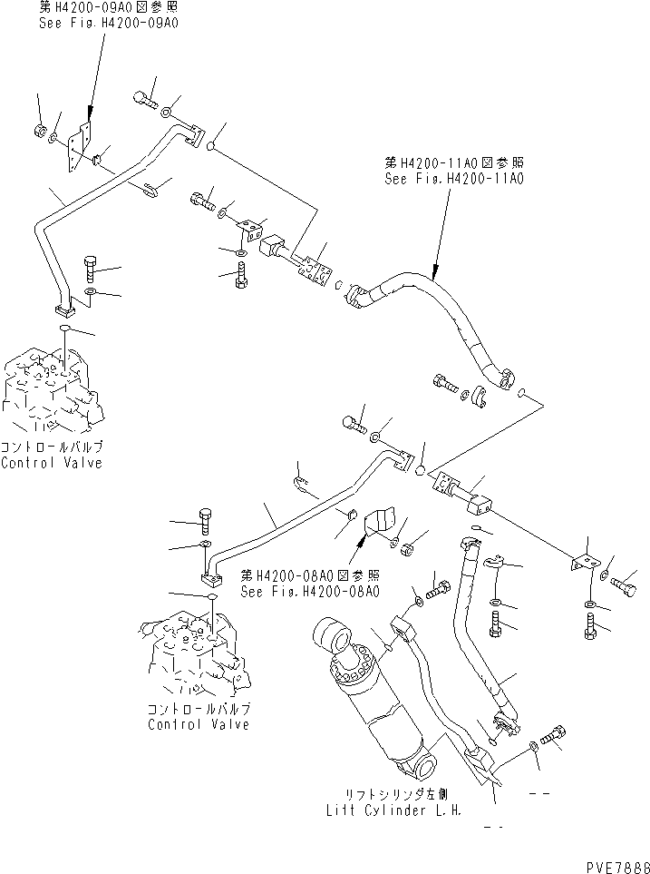 Wheel Loaders Komatsu / WA900-3 S/N 50001-UP(wa900-3c) / HYDRAULIC LINE (LIFT CYLINDER HEAD LINE ? 1/2)(#50001-50094)(210680 : H4200-10C0)