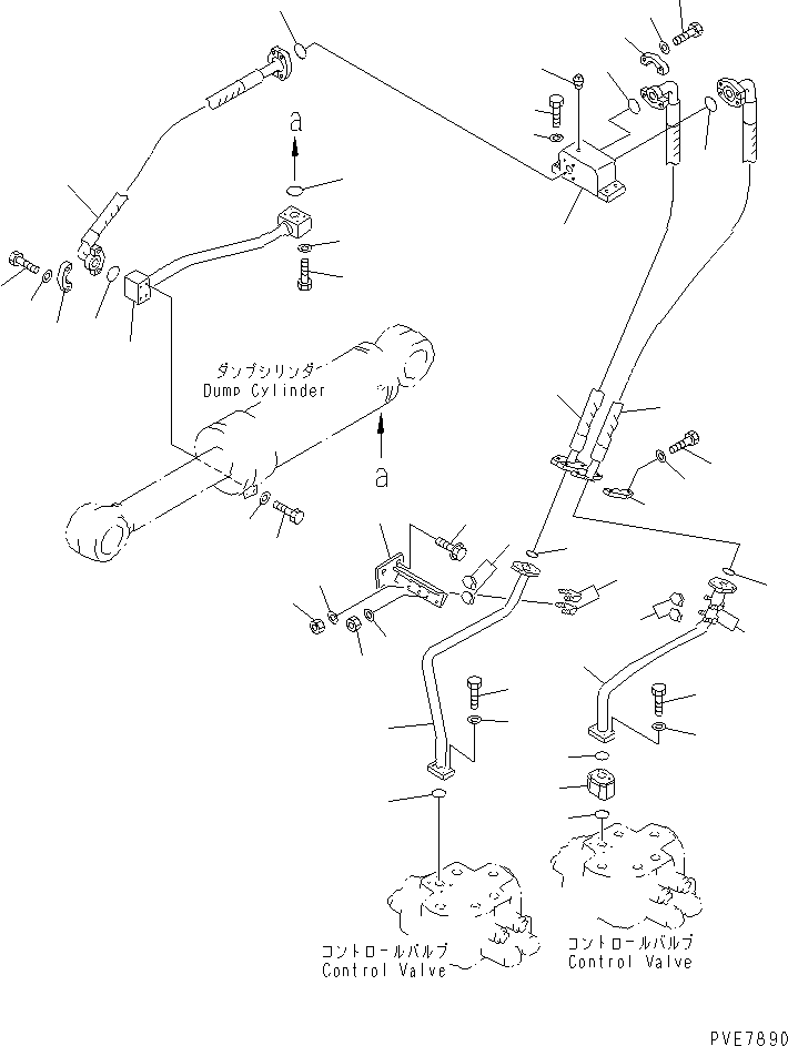 Wheel Loaders Komatsu / WA900-3 S/N 50001-UP(wa900-3c) / HYDRAULIC LINE (DUMP CYLINDER BOTTOM LINE)(#50001-50094)(210730 : H4200-12C0)