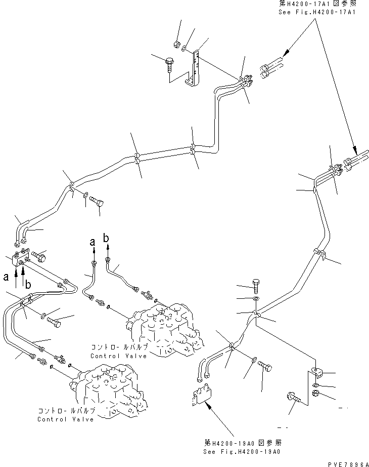 Wheel Loaders Komatsu / WA900-3 S/N 50001-UP(wa900-3c) / HYDRAULIC LINE (P.P.C. VALVE LINE ? FRONT 2/3) (WITH AUTO GREASE)(#50001-50017)(210950 : H4200-18A1)