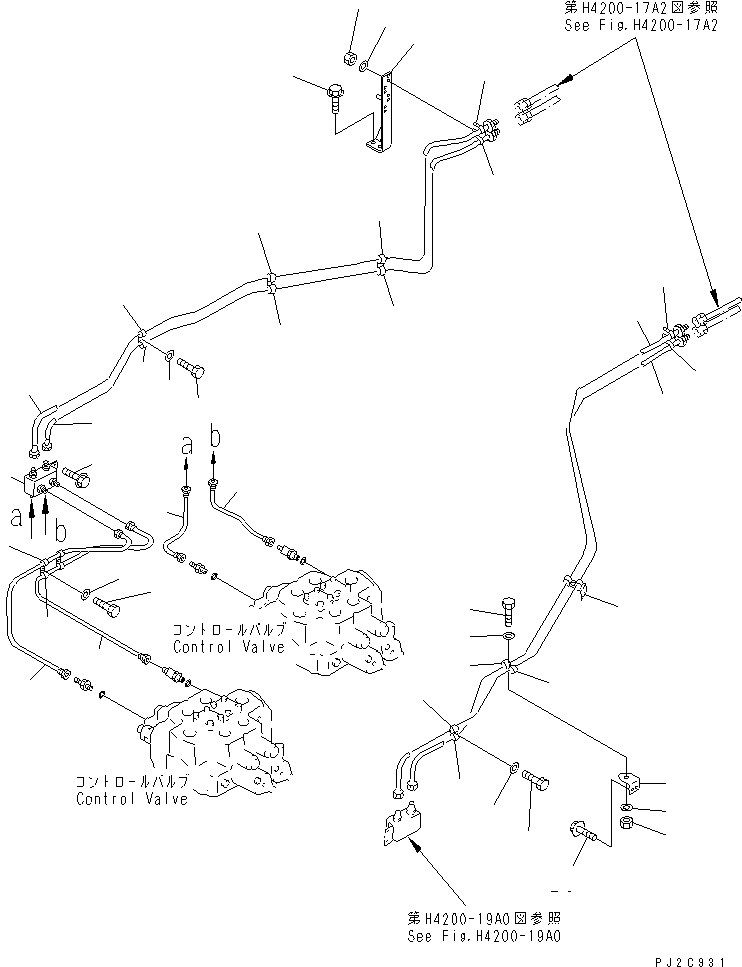 Wheel Loaders Komatsu / WA900-3 S/N 50001-UP(wa900-3c) / HYDRAULIC LINE (P.P.C. VALVE LINE ? FRONT 2/3) (WITH ADVANCED JOY STICK STEERING)(#50013-50094)(210980 : H4200-18C2)