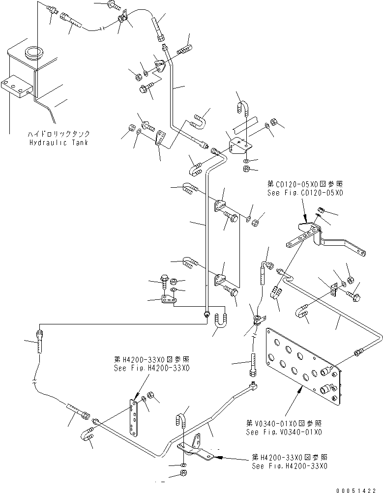 Wheel Loaders Komatsu / WA900-3 S/N 50001-UP(wa900-3c) / HYDRAULIC LINE (PRESSURE RELEASE LINE) (RIO TINTO SPEC.)(#50076-50094)(211420 : H4200-35X0)