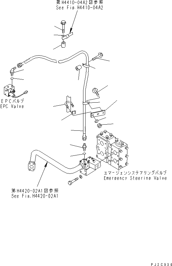 Wheel Loaders Komatsu / WA900-3 S/N 50001-UP(wa900-3c) / EMERGENCY STEERING PIPING (3/3) (WITH ADVANCED JOY STICK STEERING)(#50013-50094)(211770 : H4420-04B1)