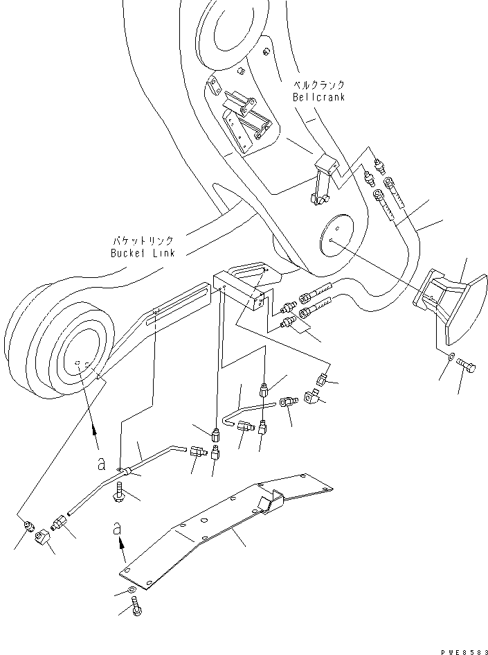 Wheel Loaders Komatsu / WA900-3 S/N 50001-UP(wa900-3c) / LIFT ARM AND BELLCRANK (AUTO GREASE) (FOR BUCKET LINK) (1/2) (WITH HIGH LIFT ARM)(#50095-)(360290 : T4110-10C0)