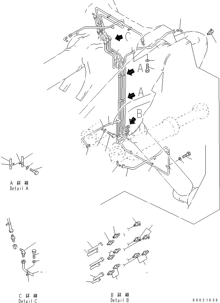 Wheel Loaders Komatsu / WA900-3 S/N 50001-UP(wa900-3c) / AUTO GREASE (FRONT ? 1/2)(#50095-)(240490 : J4710-08C0)