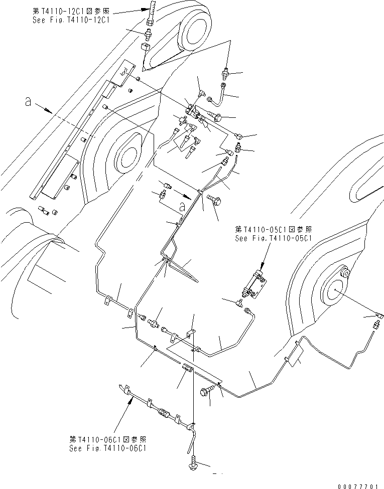 Wheel Loaders Komatsu / WA900-3 S/N 50001-UP(wa900-3c) / LIFT ARM AND BELLCRANK (AUTO GREASE) (FOR LIFT CYLINDER PIN) (-40ЯC SPEC.)(#50095-)(360170 : T4110-04C1)