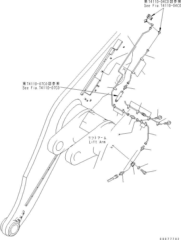 Wheel Loaders Komatsu / WA900-3 S/N 50001-UP(wa900-3c) / LIFT ARM AND BELLCRANK (AUTO GREASE) (FOR BUCKET PIN ? L.H.) (2/2) (WITH HIGH LIFT ARM)(#50095-)(360210 : T4110-06C0)
