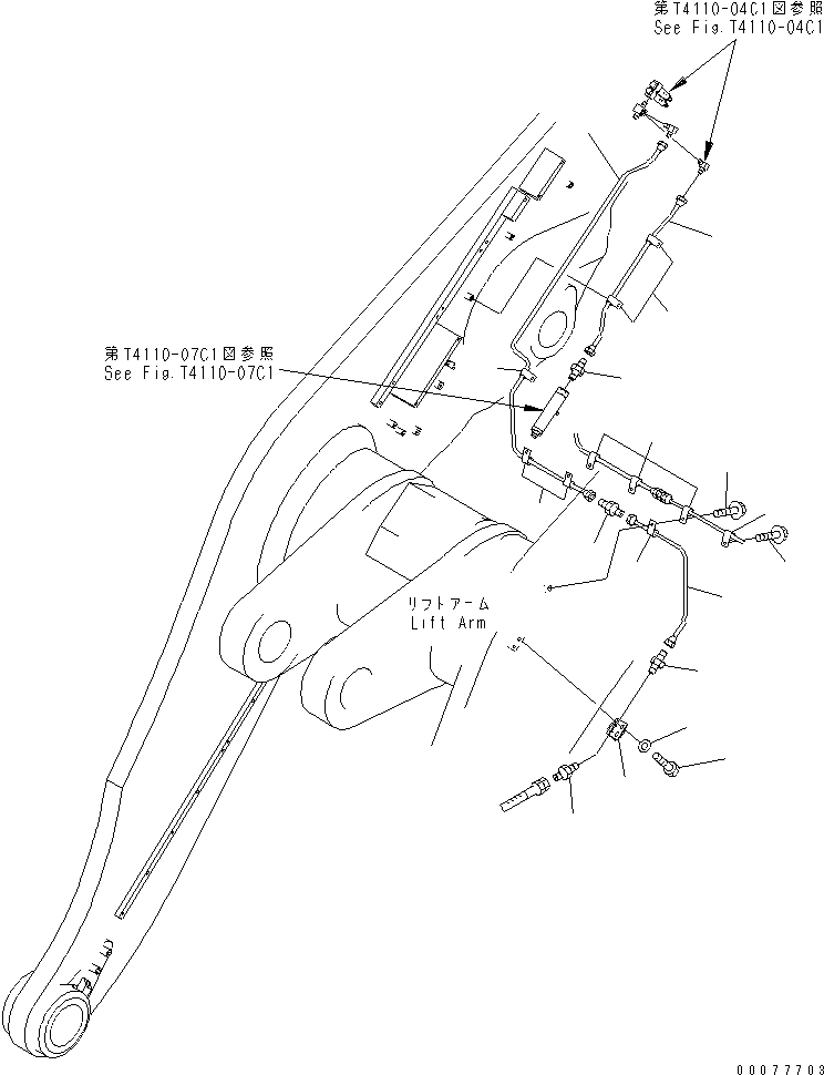 Wheel Loaders Komatsu / WA900-3 S/N 50001-UP(wa900-3c) / LIFT ARM AND BELLCRANK (AUTO GREASE) (FOR BUCKET PIN ? L.H.) (2/2) (-40ЯC SPEC.)(#50095-)(360220 : T4110-06C1)