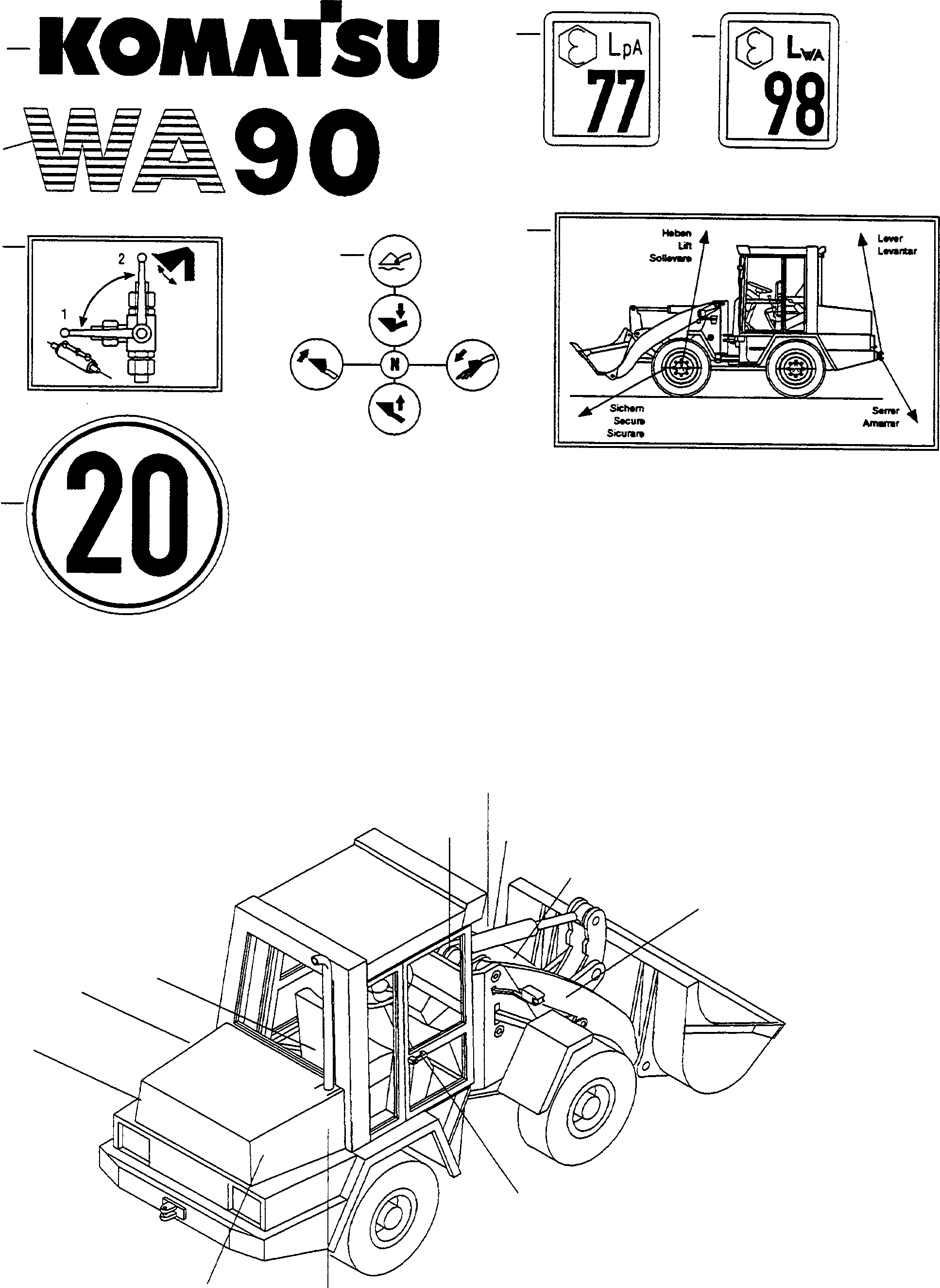 Wheel Loaders Komatsu / WA90-1 (20F) S/N 372020051 and up(wa90_1) / LETTERING(12-03|a : A5302)