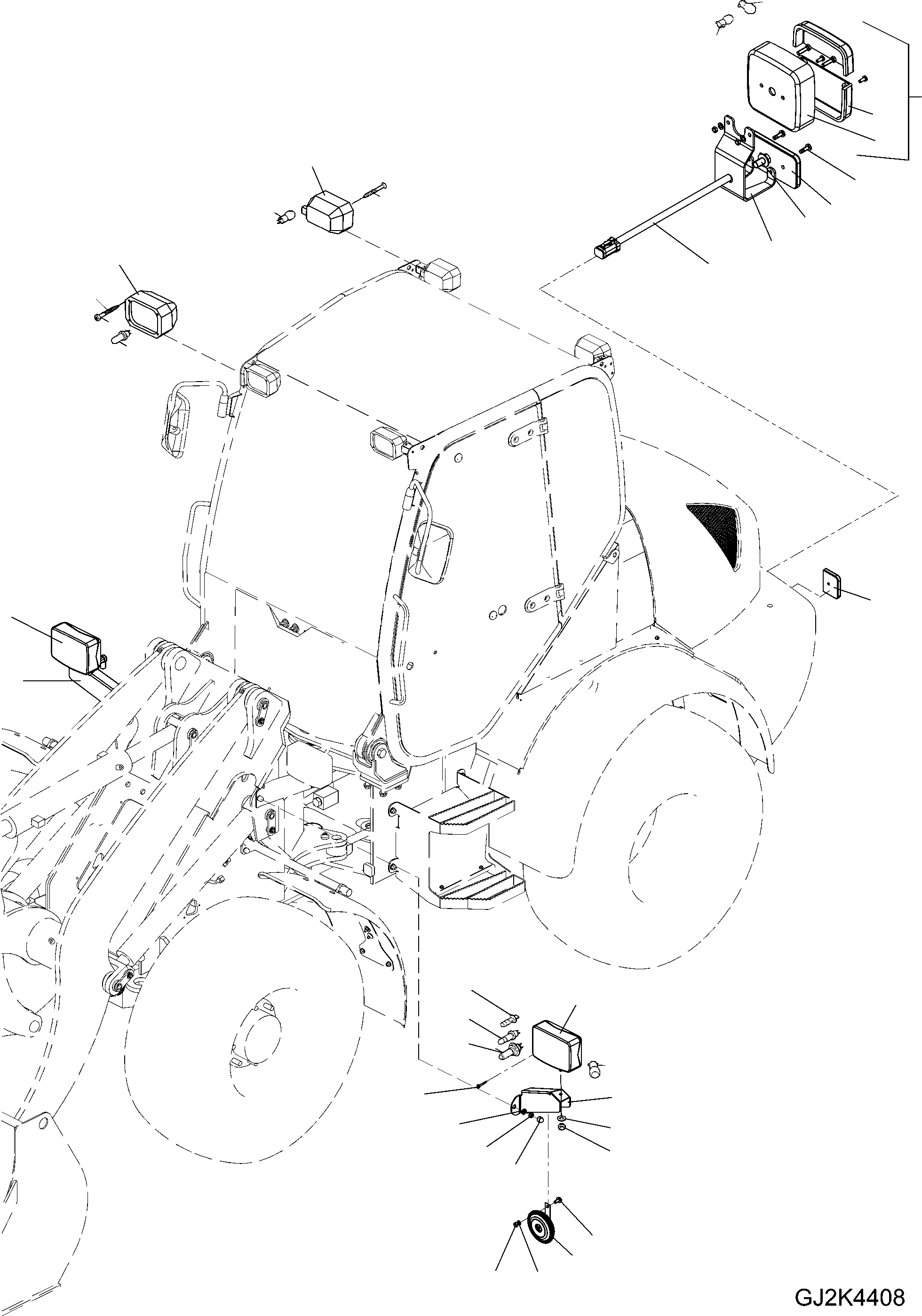 Wheel Loaders Komatsu / WA90-5 20 km/h S/N H50051-H50118 / H50121 / H50124 / H50128-Up(wa90_5a) / ELECTRIC SYSTEM, LIGHTING UNIT(03560_A : GJ2K4408)