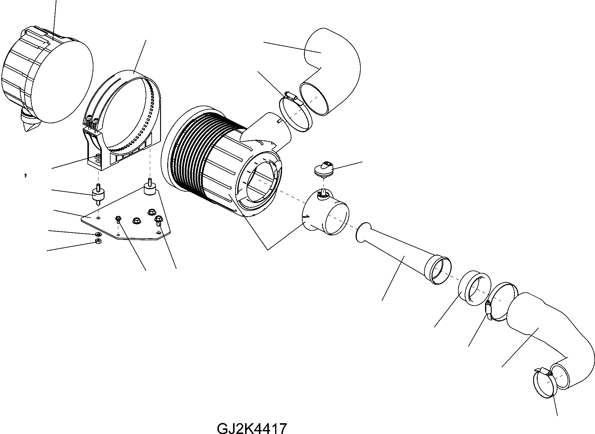 Wheel Loaders Komatsu / WA90-5 20 km/h S/N H50051-H50118 / H50121 / H50124 / H50128-Up(wa90_5a) / AIR FILTER SYSTEM, STANDARD(01490_A : GJ2K4417)