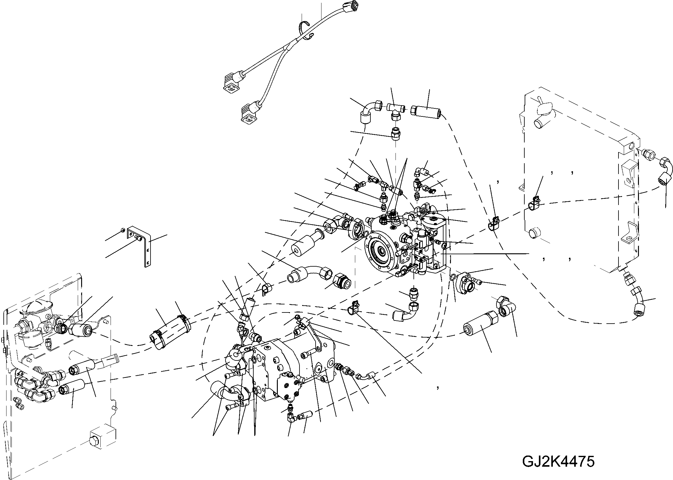Wheel Loaders Komatsu / WA90-5 20 km/h S/N H50119-H50120 / H50122-H50123 / H50125-H50127(wa90_5c) / HYDRAULIC PUMP DRIVE, PIPINGS(04970_A : GJ2K4475)
