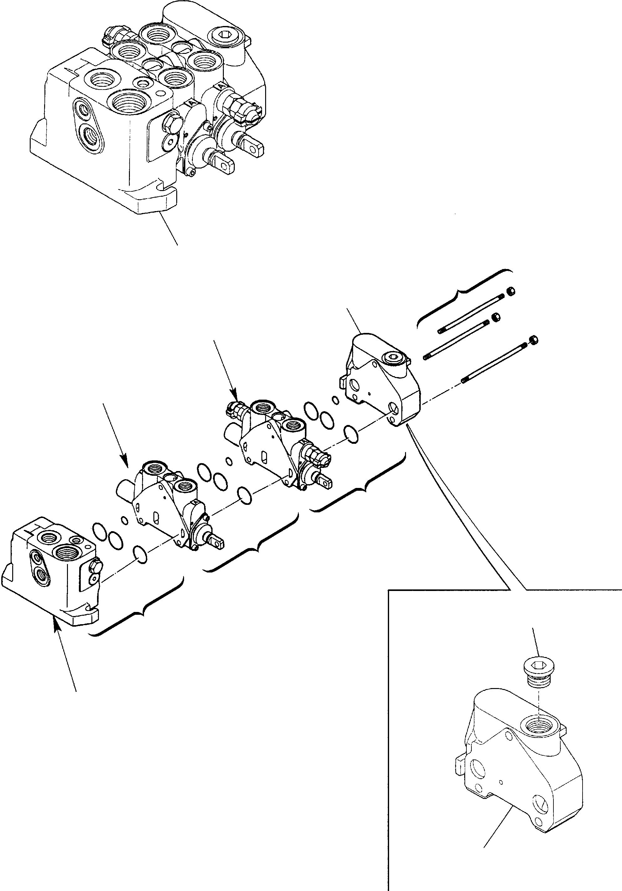 Backhoeloaders Komatsu / WB140-2 S/N 140F10001-Up(wb140_2) / SHOVEL CONTROL VALVE (1/4)(F-0050 : 6200)