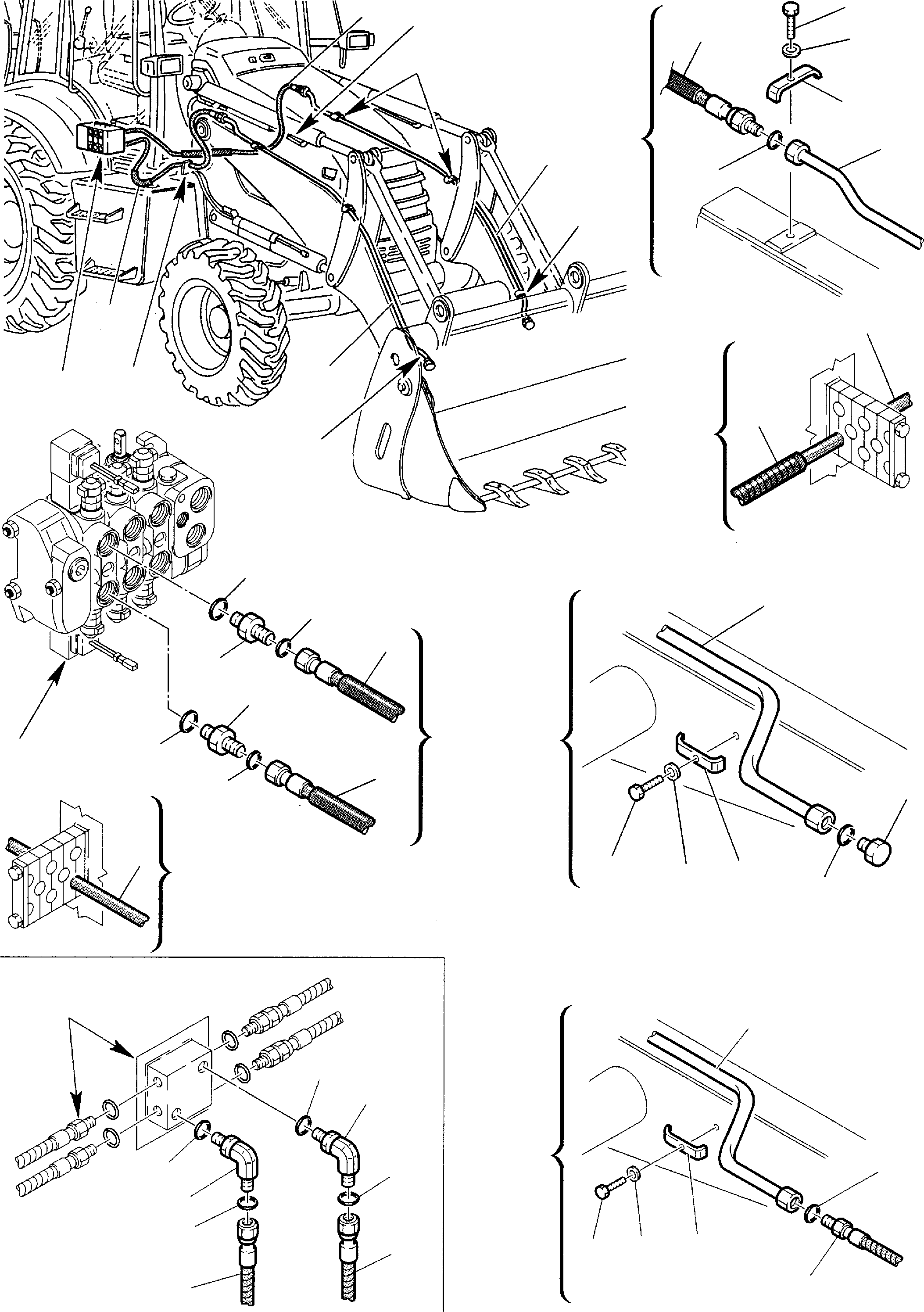 Backhoeloaders Komatsu / WB140-2 S/N 140F10001-Up(wb140_2) / HYDRAULIC PIPING (BUCKET - 4 IN 1 CYLINDER LINE) (1/2)(F-0430 : 6660)
