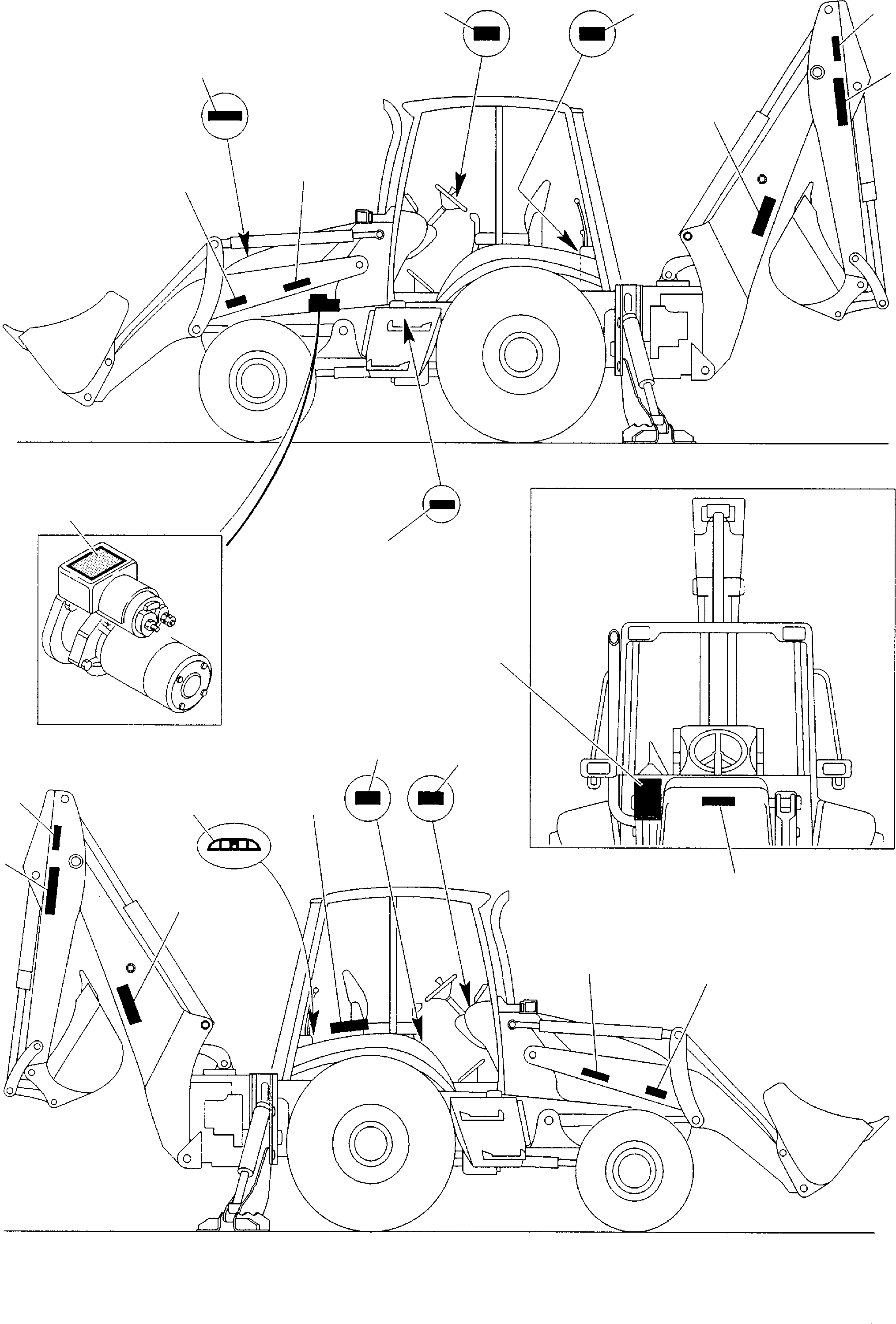 Backhoeloaders Komatsu / WB140-2 S/N 140F10001-Up(wb140_2) / STICKERS - WARNING PLATE (1/5)(H-0010 : 9810)