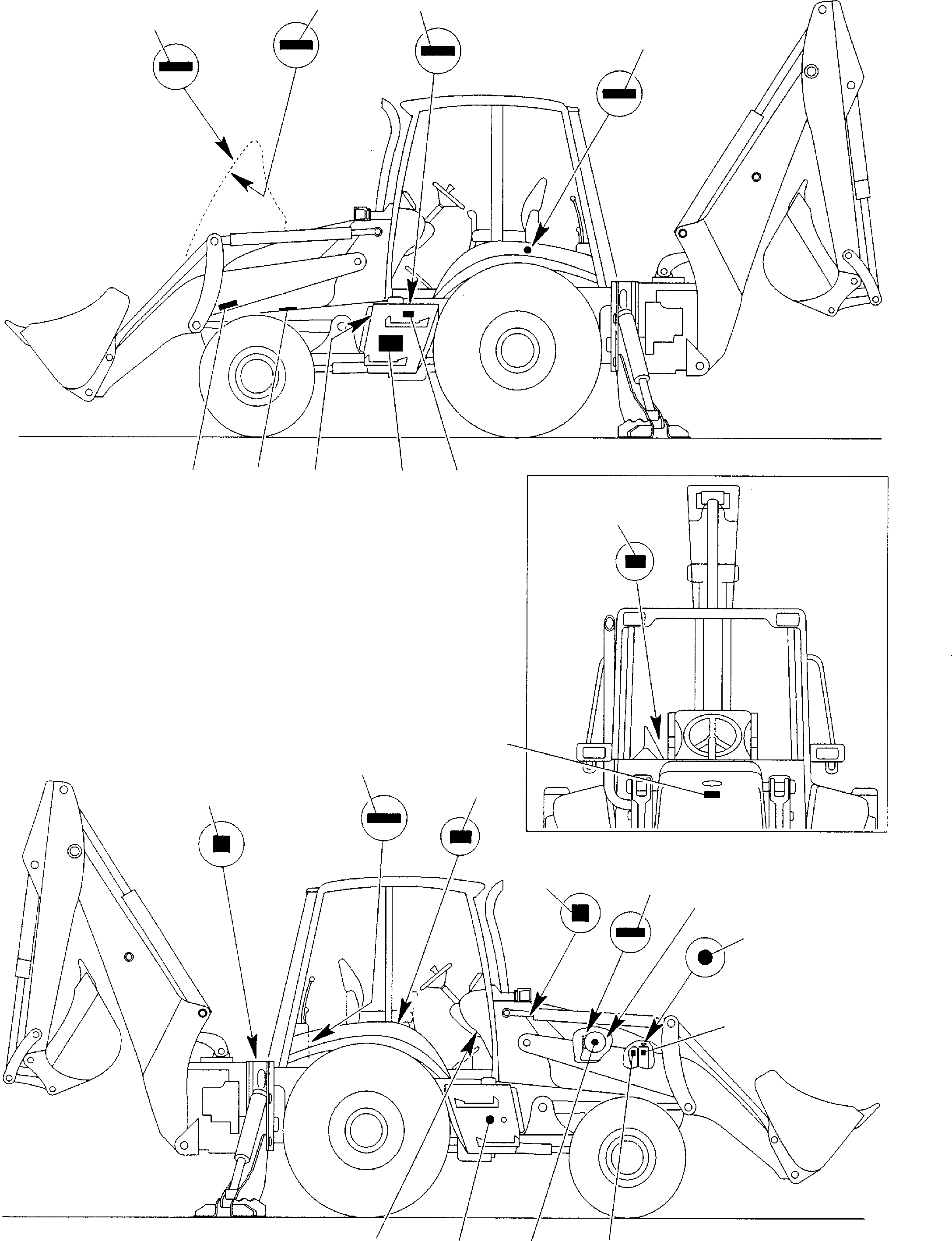 Backhoeloaders Komatsu / WB140-2 S/N 140F10001-Up(wb140_2) / STICKERS - WARNING PLATE (2/5)(H-0020 : 9820)