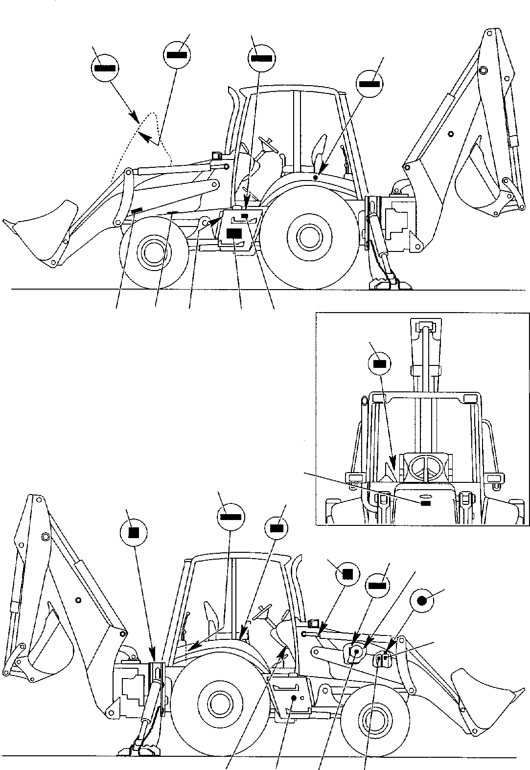 Backhoeloaders Komatsu / WB140-2 S/N 140F11451-Up(wb140_2a) / STICKERS - WARNING PLATE (2/5)(H-0020 : 9820)