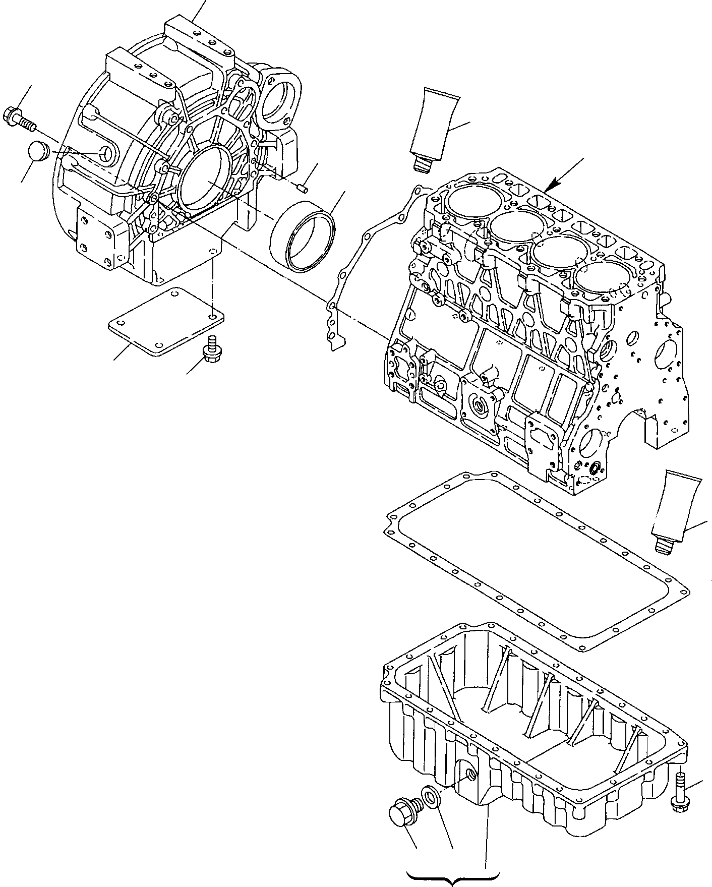 Backhoeloaders Komatsu / WB150PS-2 S/N 150F50001-Up(wb150_ps) / FLYWHEEL HOUSING & OIL SUMP(A-0070 : 0221)