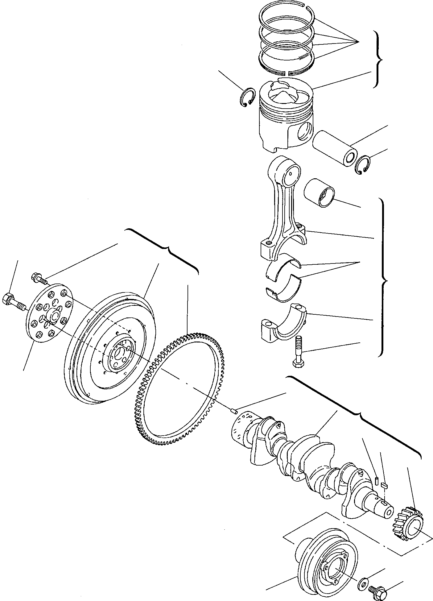 Backhoeloaders Komatsu / WB150PS-2 S/N 150F50001-Up(wb150_ps) / CRANKSHAFT & PISTON(A-0110 : 0261)