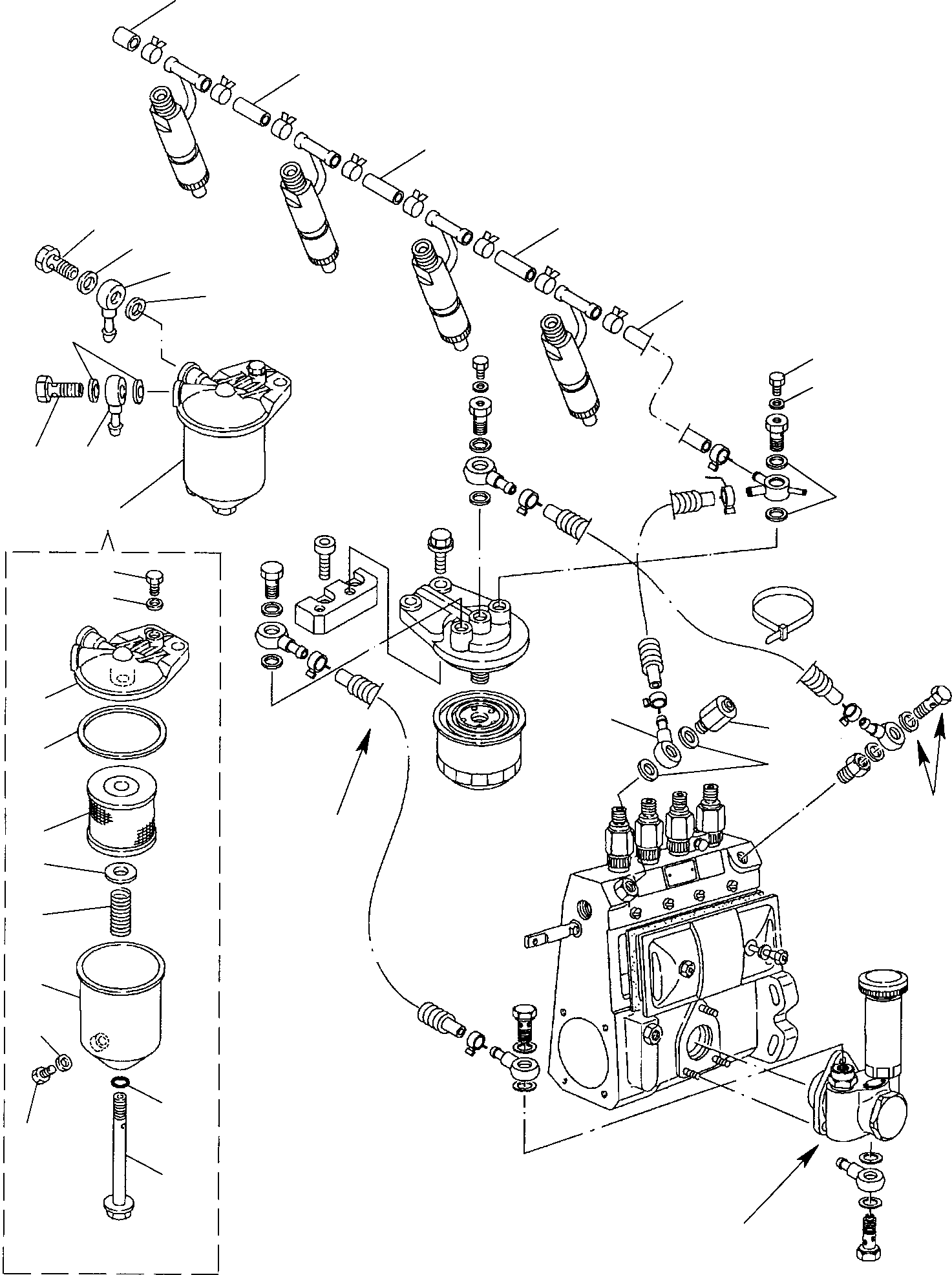 Backhoeloaders Komatsu / WB150PS-2 S/N 150F50001-Up(wb150_ps) / FUEL LINE (2/2)(A-0150 : 0411)