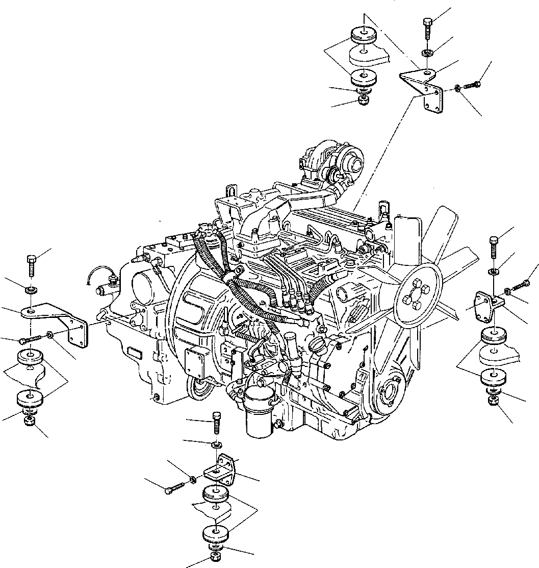 Backhoeloaders Komatsu / WB150PS-2 S/N 150F50020-Up(wb150psa) / ENGINE MOUNTING PART(B-0010 : 1000)
