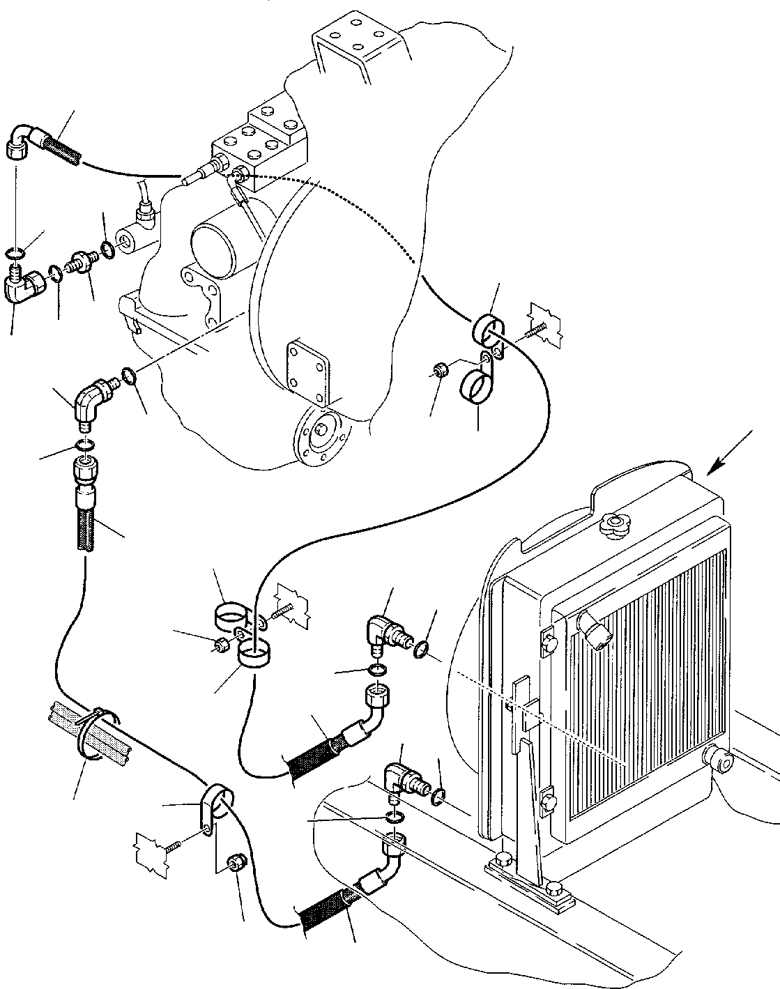 Backhoeloaders Komatsu / WB150PS-2 S/N 150F50020-Up(wb150psa) / HYDRAULIC PIPING (TRANSMISSION COOLING LINE)(C-0320 : 3500)