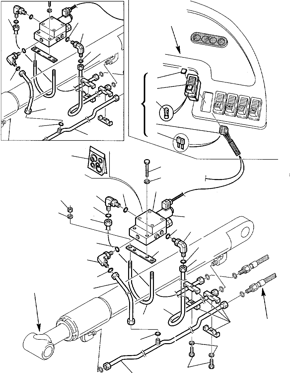 Backhoeloaders Komatsu / WB150PS-2 S/N 150F50020-Up(wb150psa) / HYDRAULIC PIPING (SHOVEL LIFTING CYLINDER) (ELECTRIC SAFETY VALVE)(F-0370 : 6625)