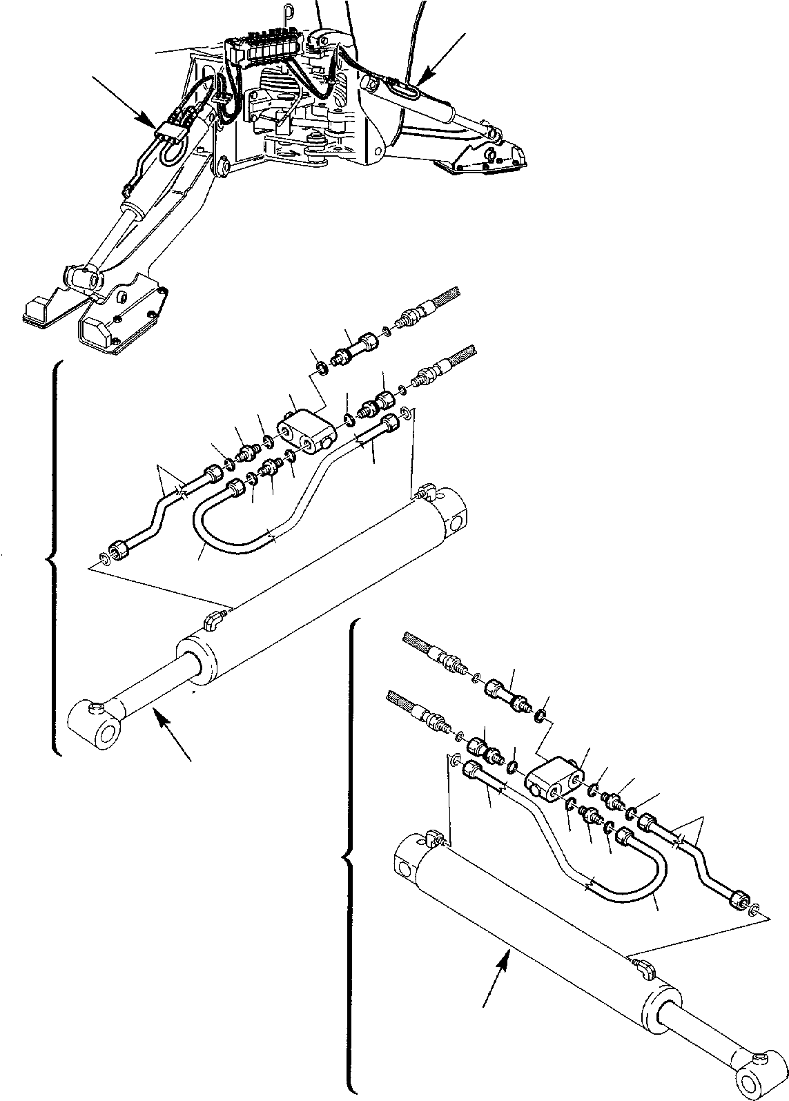 Backhoeloaders Komatsu / WB150PS-2 S/N 150F50020-Up(wb150psa) / HYDRAULIC PIPING (OUTRIGGER CYLINDER LINE) (SAFETY VALVES)(F-0580 : 6800)
