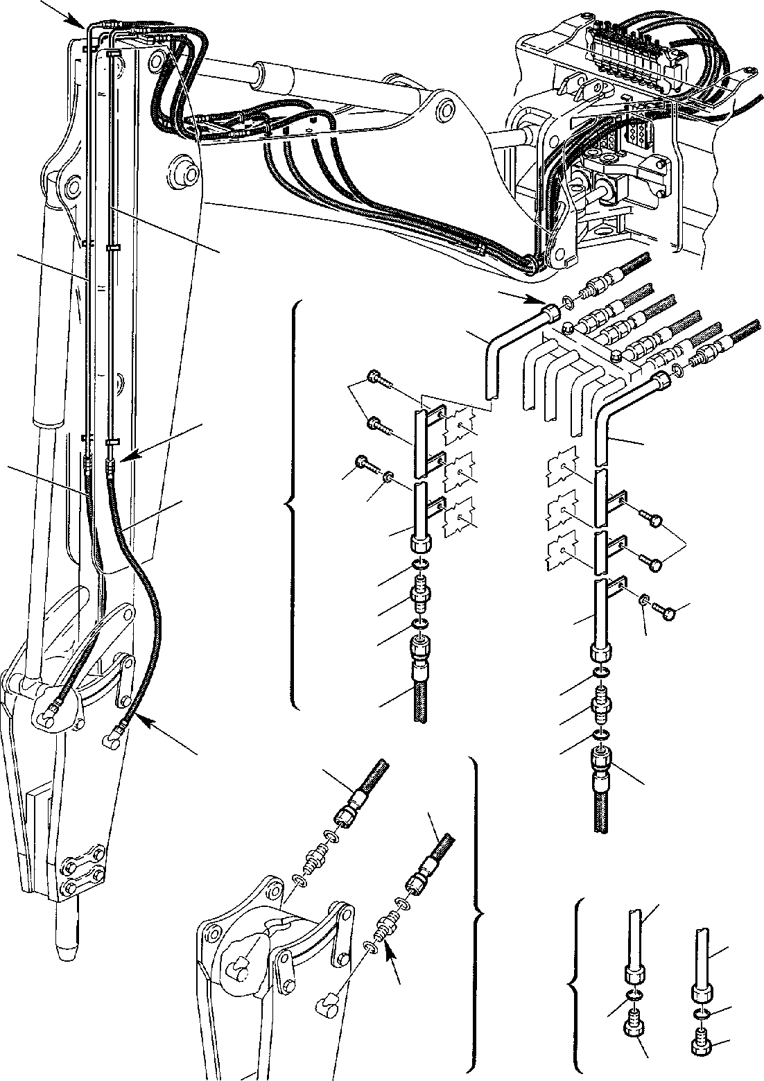 Backhoeloaders Komatsu / WB150PS-2 S/N 150F50020-Up(wb150psa) / HAMMER HYDRAULIC PIPING WITH JIG ARM (2/2)(F-0640 : 6870)