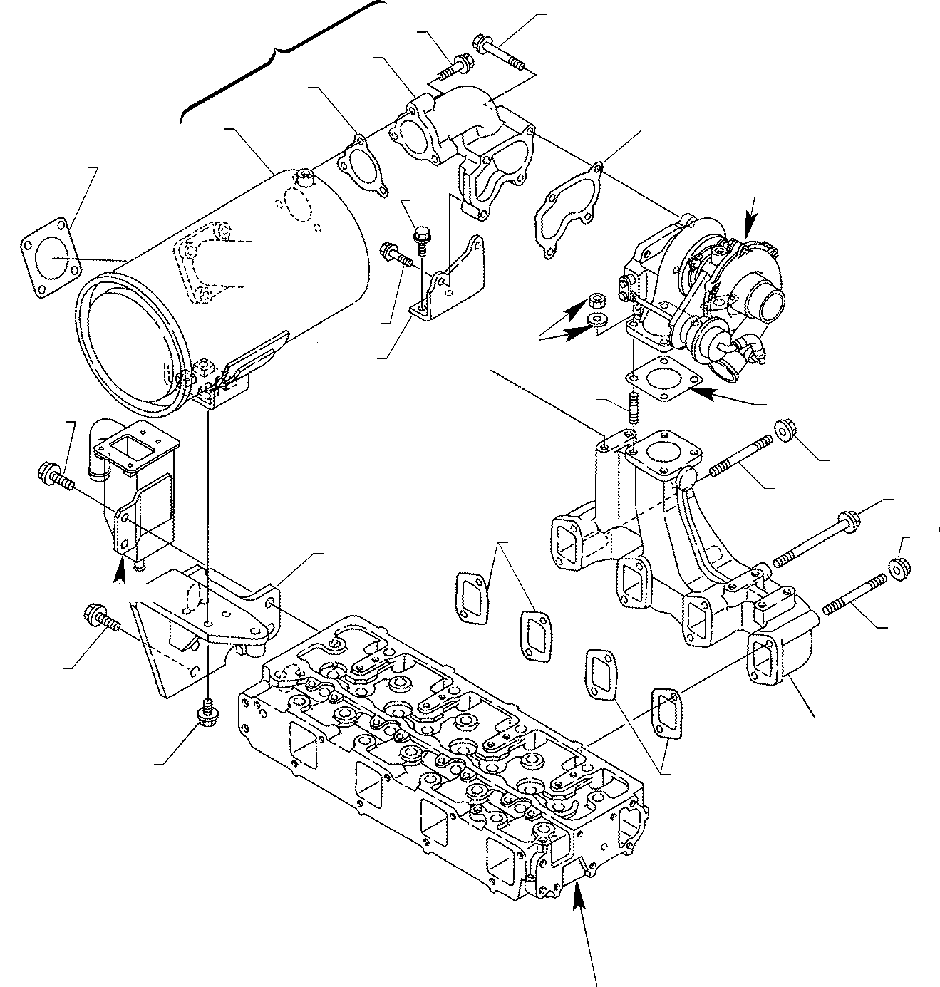 Backhoeloaders Komatsu / WB150WSC-2 S/N 150EF80001-Up(wb150wsc) / EXHAUST MANIFOLD & SILENCER(A-0030 : 0121)