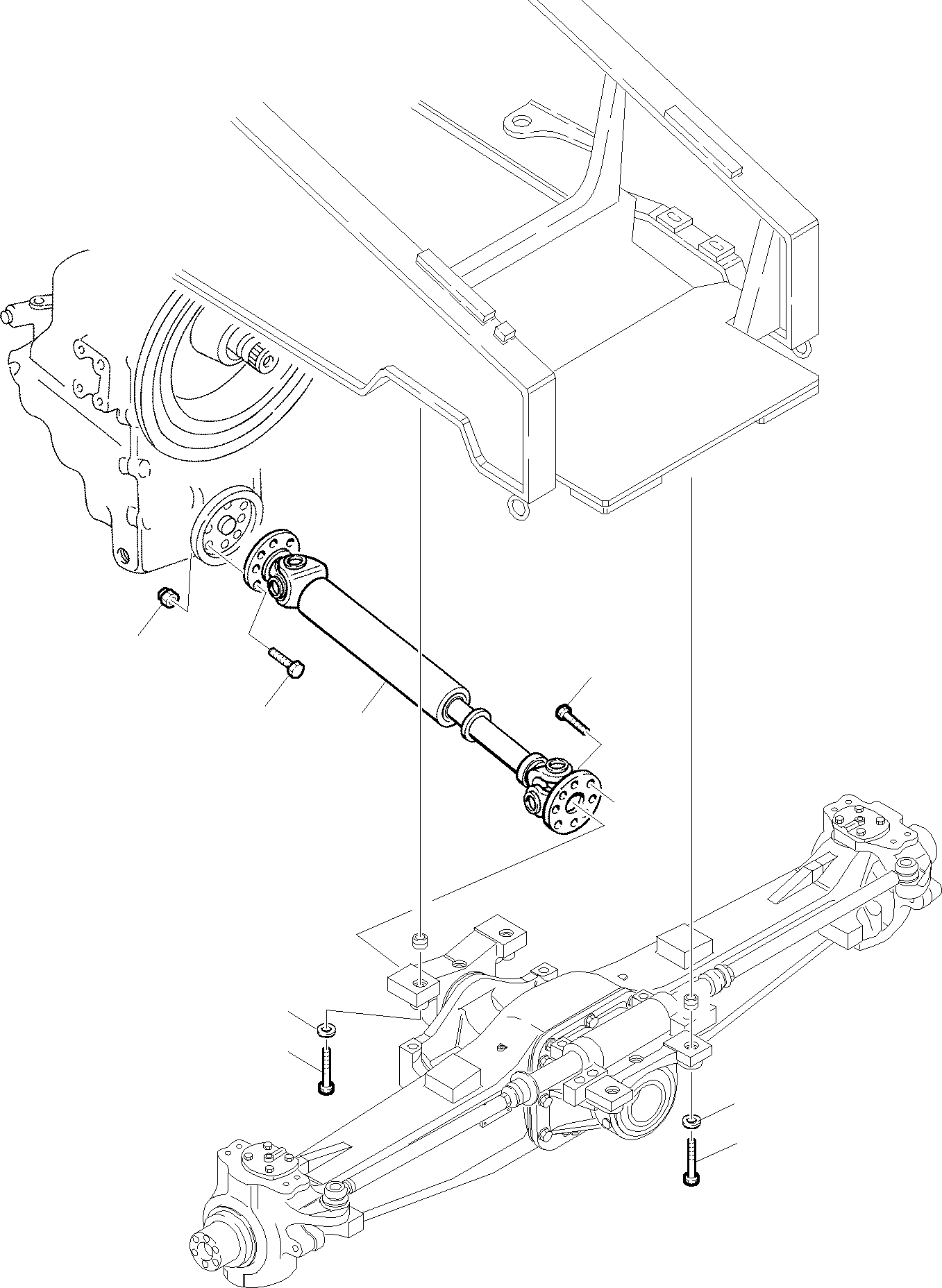 Backhoeloaders Komatsu / WB150WSC-2 S/N 150EF80001-Up(wb150wsc) / FRONT PROPELLER SHAFT AND FRONT AXLE FIXING(C-0030 : 3200)