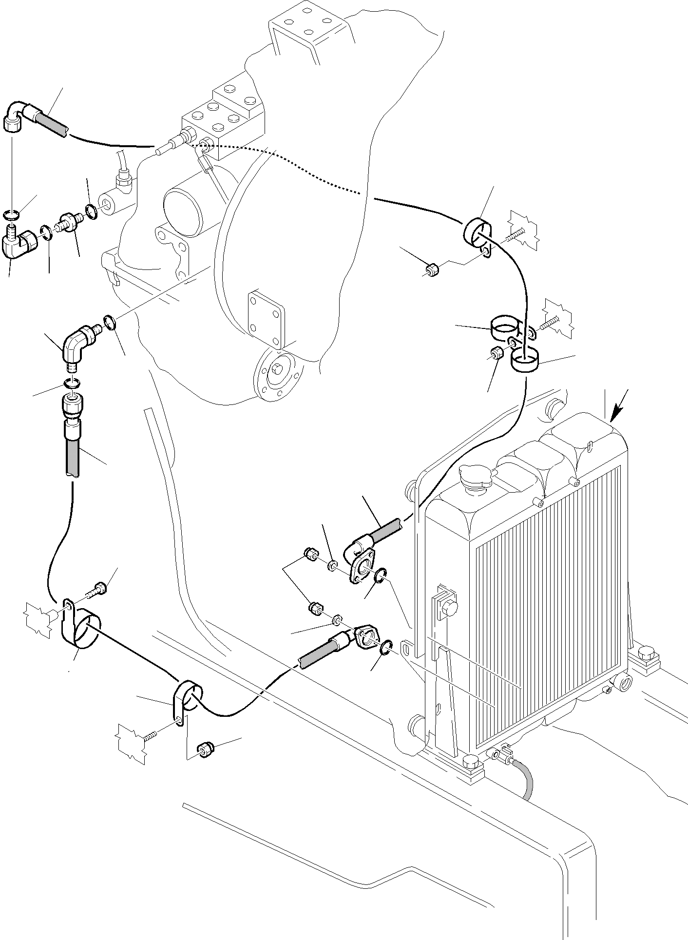 Backhoeloaders Komatsu / WB150WSC-2 S/N 150EF80001-Up(wb150wsc) / HYDRAULIC PIPING (TRANSMISSION COOLING LINE)(C-0350 : 3500)
