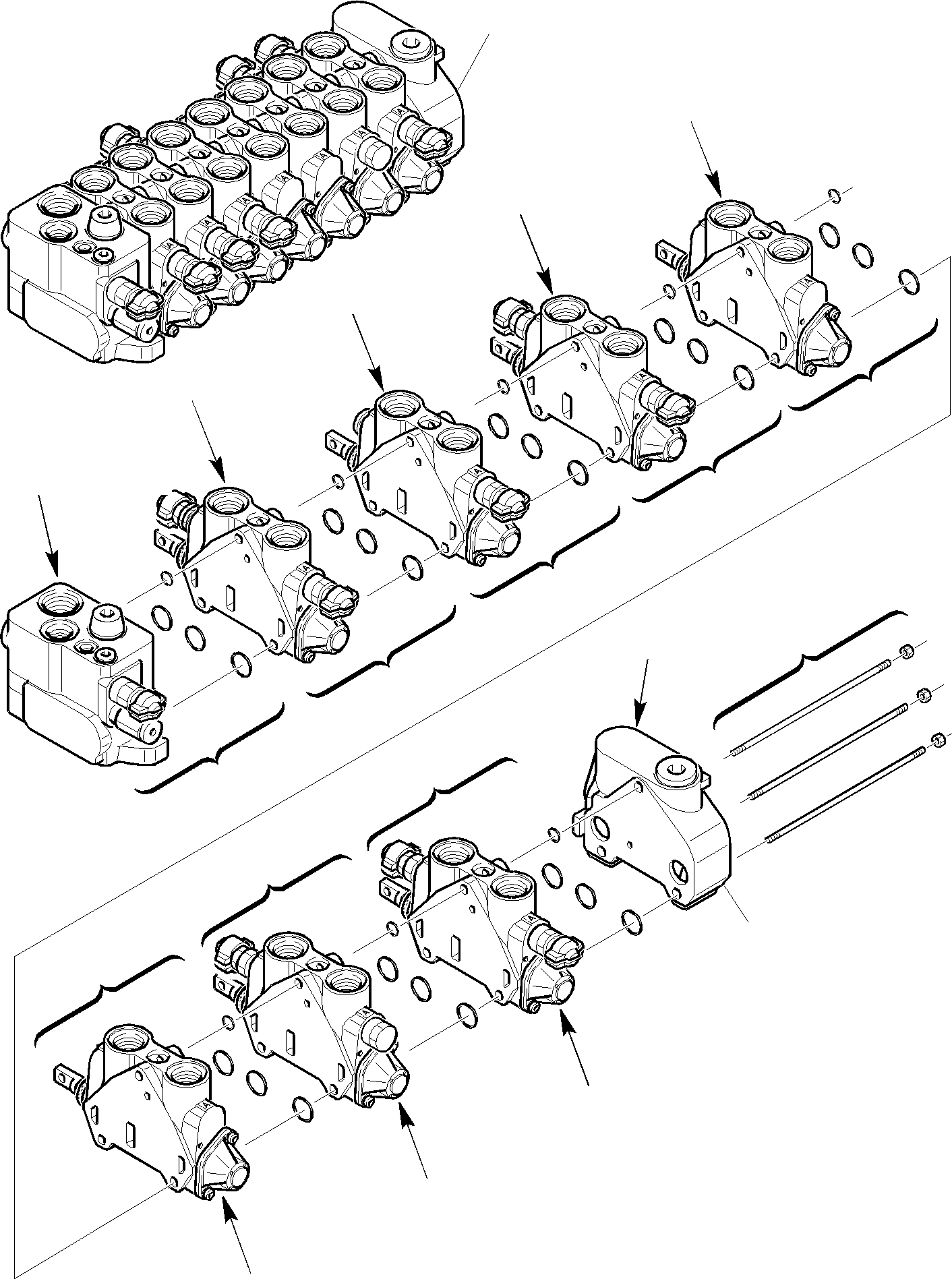 Backhoeloaders Komatsu / WB150WSC-2 S/N 150EF80001-Up(wb150wsc) / CONTROL VALVE (7 SECTION) (FOR DEPORTABLE) (1/2)(F-0265 : 6381)