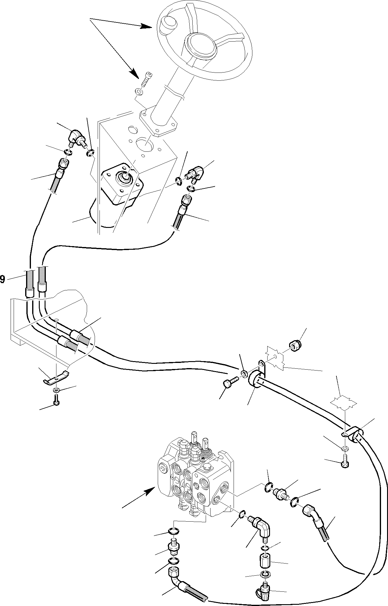 Backhoeloaders Komatsu / WB150WSC-2 S/N 150EF80001-Up(wb150wsc) / HYDRAULIC PIPING (STEERING LINE) (1/3)(F-0340 : 6550)