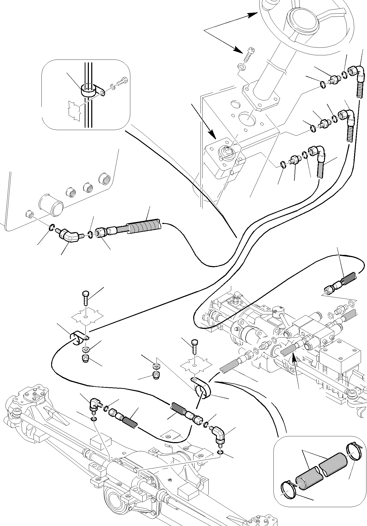 Backhoeloaders Komatsu / WB150WSC-2 S/N 150EF80001-Up(wb150wsc) / HYDRAULIC PIPING (STEERING LINE) (2/3)(F-0350 : 6560)