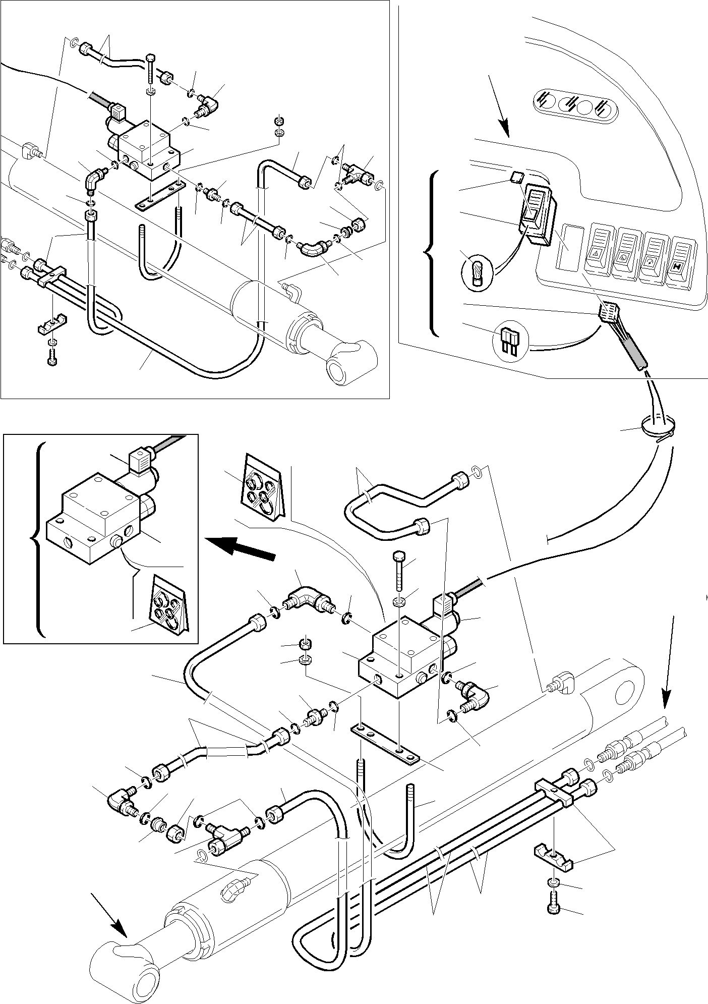 Backhoeloaders Komatsu / WB150WSC-2 S/N 150EF80001-Up(wb150wsc) / HYDRAULIC PIPING (SHOVEL LIFTING CYLINDER)(ELECTRIC SAFETY VALVE) (OPT(F-0410 : 6625)
