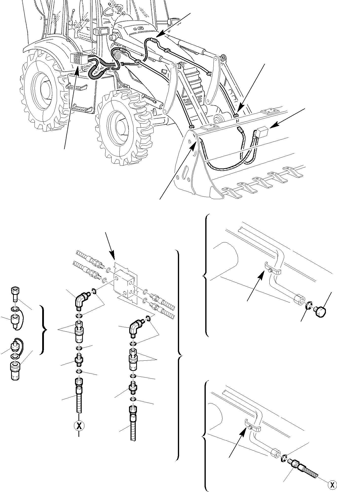 Backhoeloaders Komatsu / WB150WSC-2 S/N 150EF80001-Up(wb150wsc) / BUCKET HYDRAULIC PIPING (MECHANICAL FAST COUPLING LINE 4 IN 1) (OPTION(F-0510 : 6685)