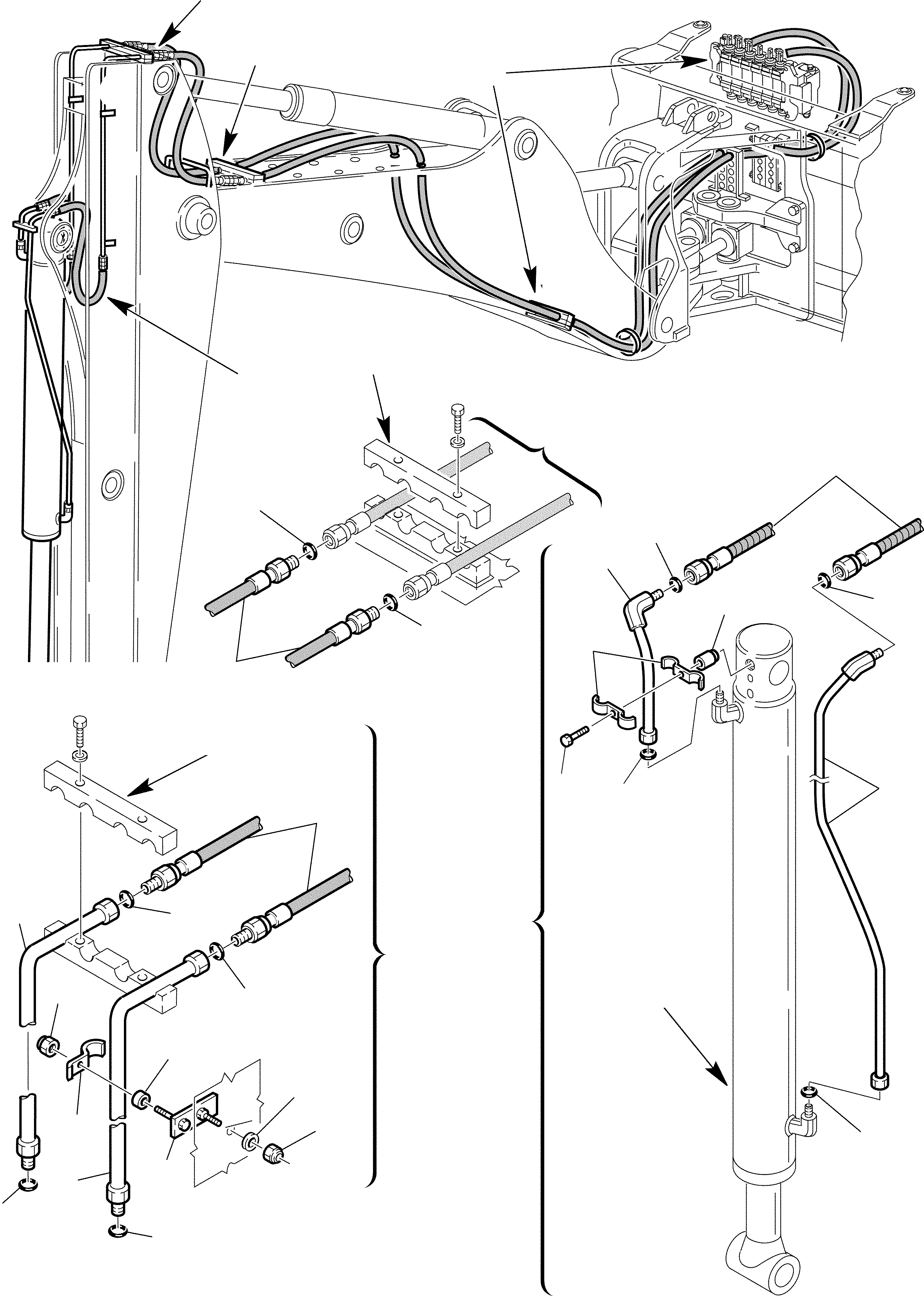 Backhoeloaders Komatsu / WB150WSC-2 S/N 150EF80001-Up(wb150wsc) / HYDRAULIC PIPING (BUCKET CYLINDER LINE) (FOR TELESCOPIC ARM)(F-0600 : 6760)