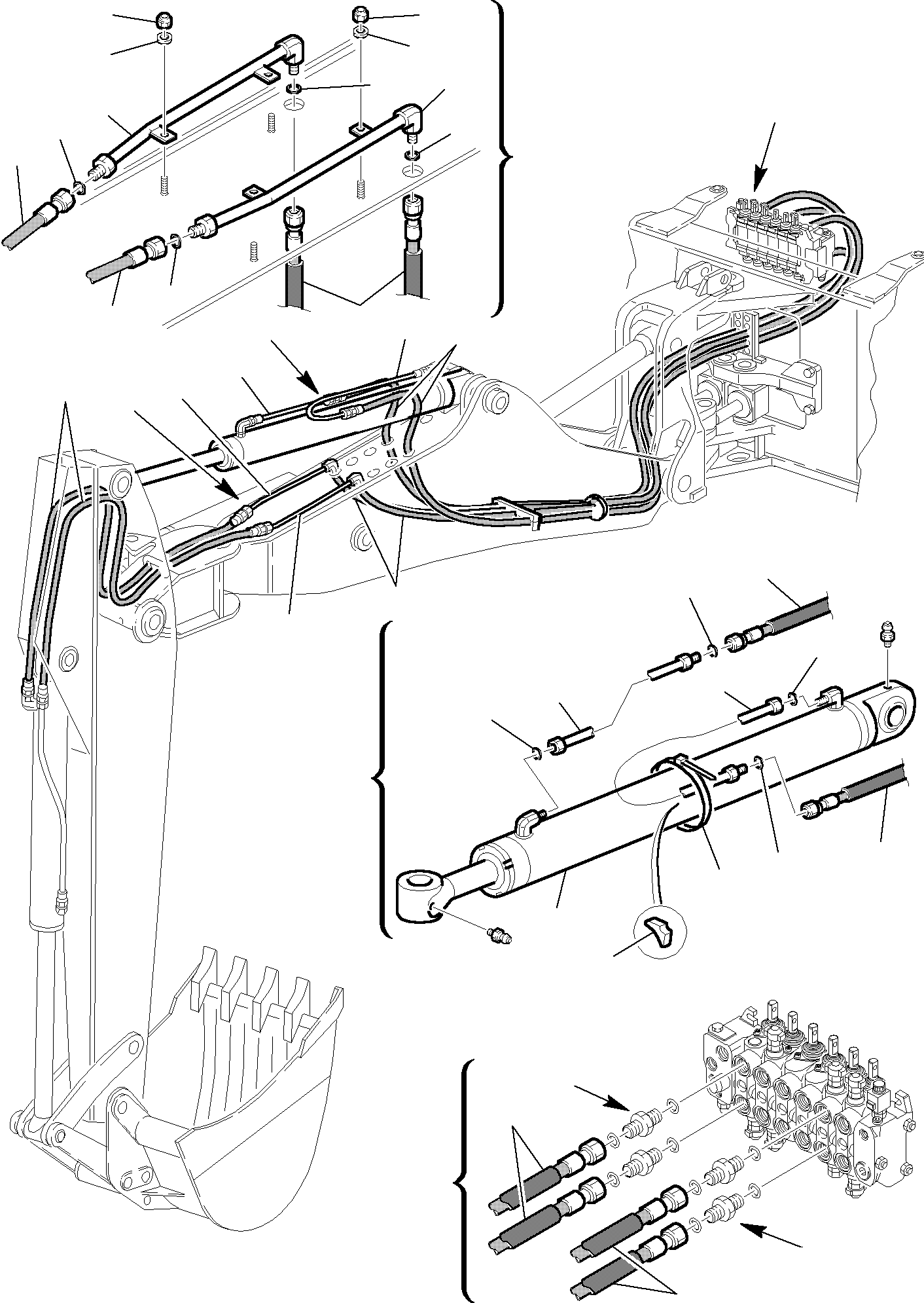 Backhoeloaders Komatsu / WB150WSC-2 S/N 150EF80001-Up(wb150wsc) / HYDRAULIC PIPING (ARM AND BUCKET CYLINDER LINE) (FOR SIDE DIGGING BOOM(F-0610 : 6770)