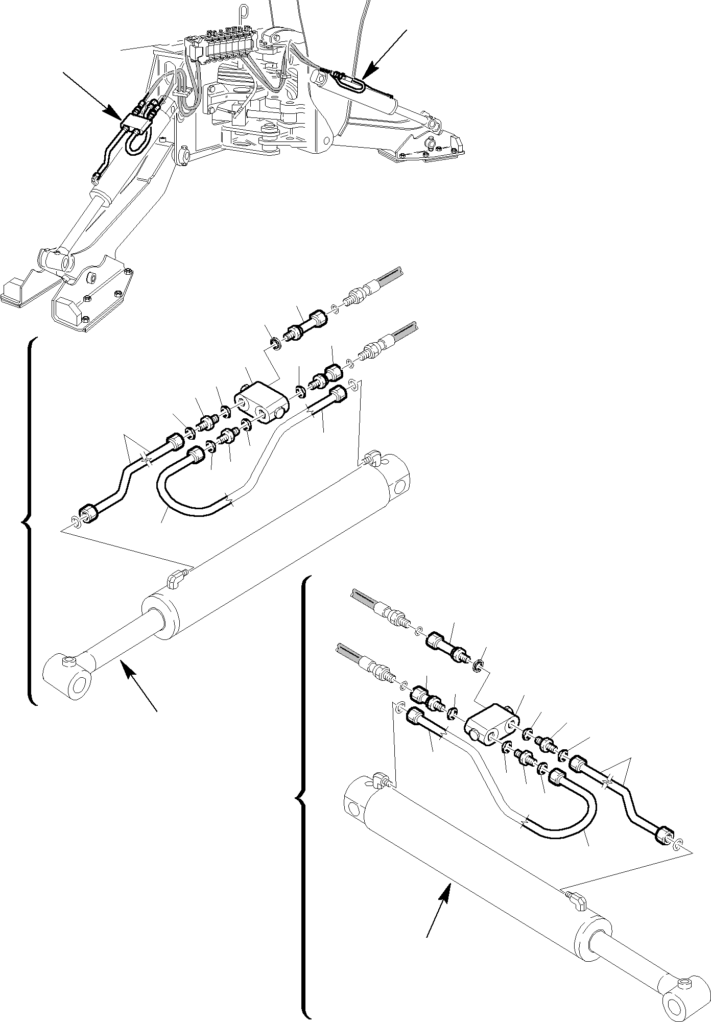 Backhoeloaders Komatsu / WB150WSC-2 S/N 150EF80001-Up(wb150wsc) / HYDRAULIC PIPING (OUTRIGGER CYLINDER LINE) (SAFETY VALVES) (OPTIONALS)(F-0650 : 6800)