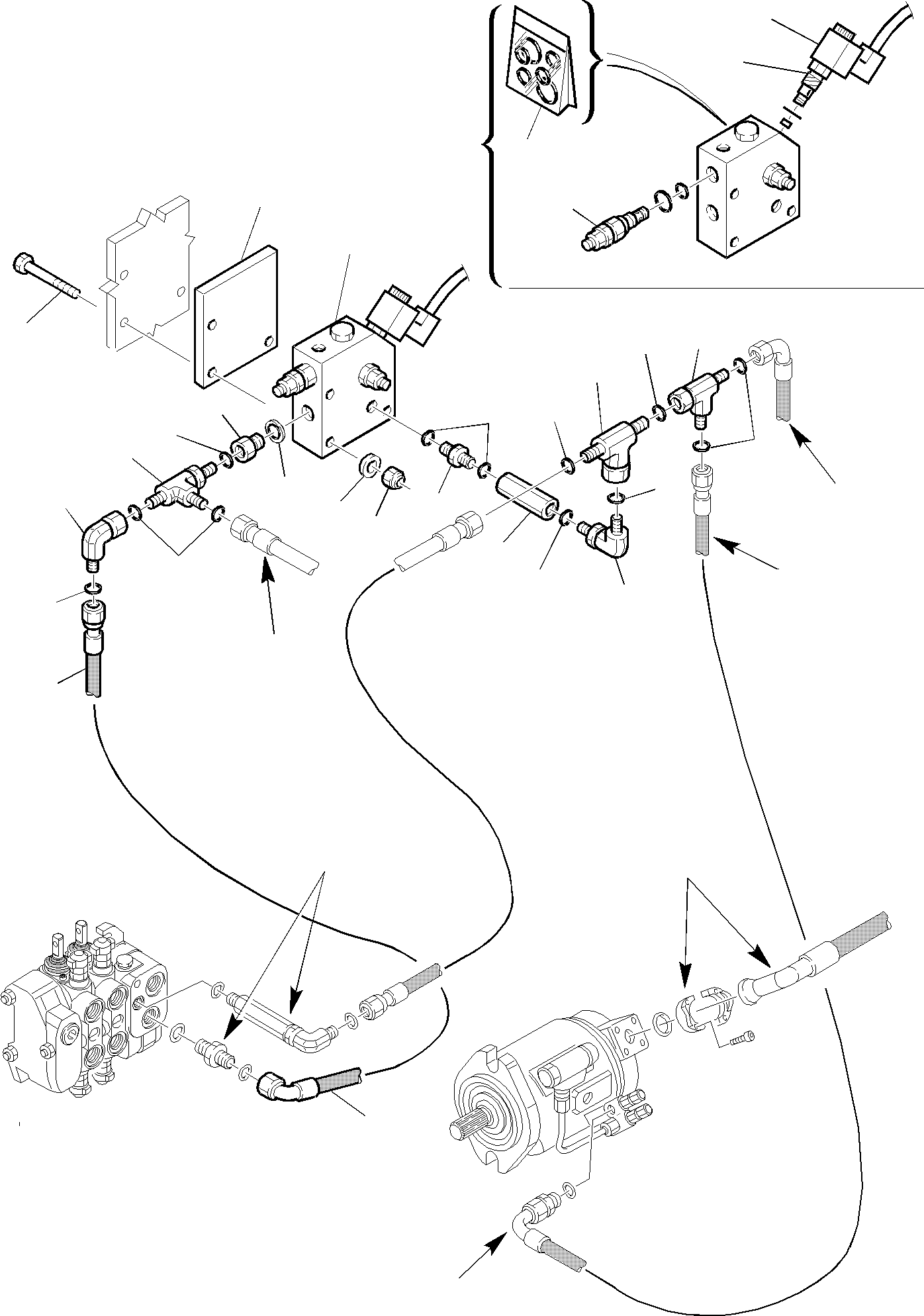 Backhoeloaders Komatsu / WB150WSC-2 S/N 150EF80001-Up(wb150wsc) / HAMMER HYDRAULIC PIPING WITH VALVE (1/3)(F-0740 : 6880)
