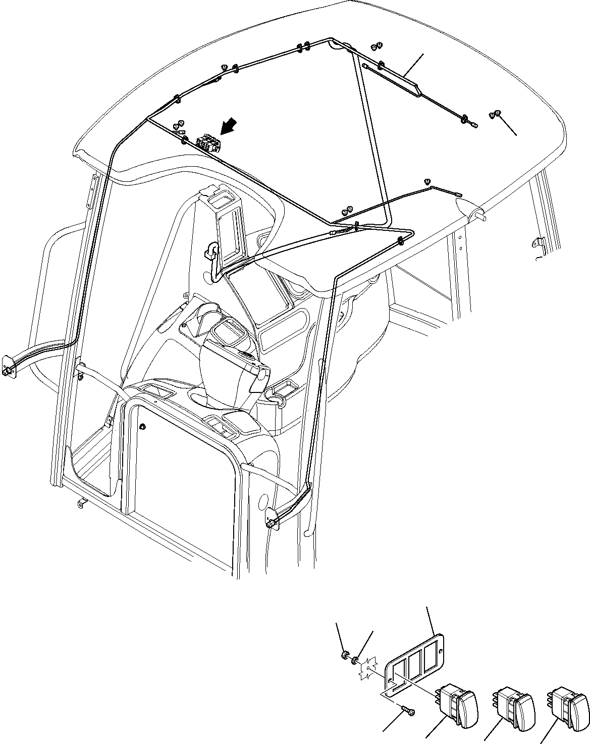 Backhoeloaders Komatsu / WB91R-5 S/N F00003-Up(wb91r5) / ELECTRICAL SYSTEM (CANOPY) (1/5)(B-0260 : 1590)