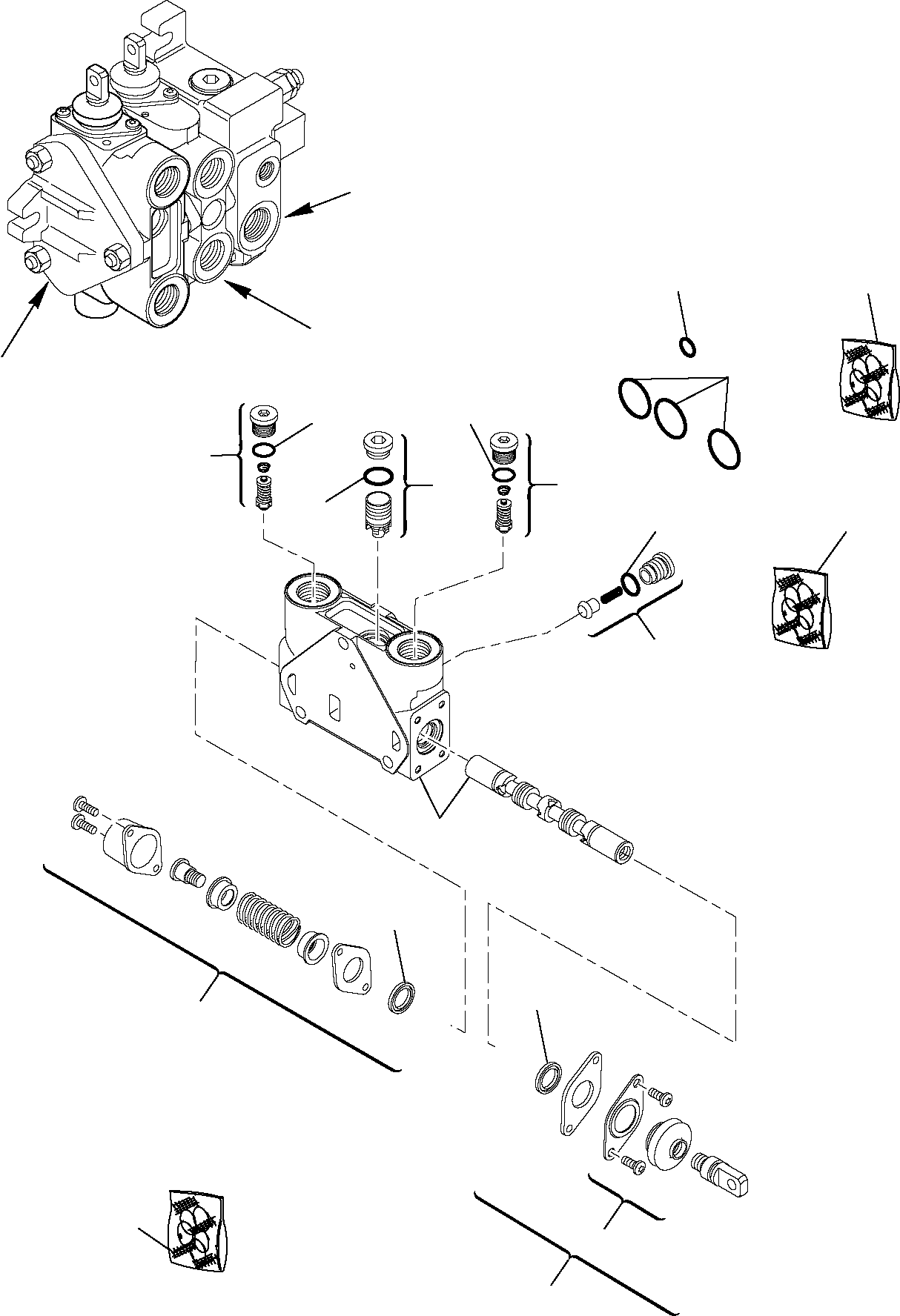 Backhoeloaders Komatsu / WB91R-5 S/N F00003-Up(wb91r5) / SHOVEL CONTROL VALVE (2-SPOOLS) (3/4)(F-0060 : 6110)
