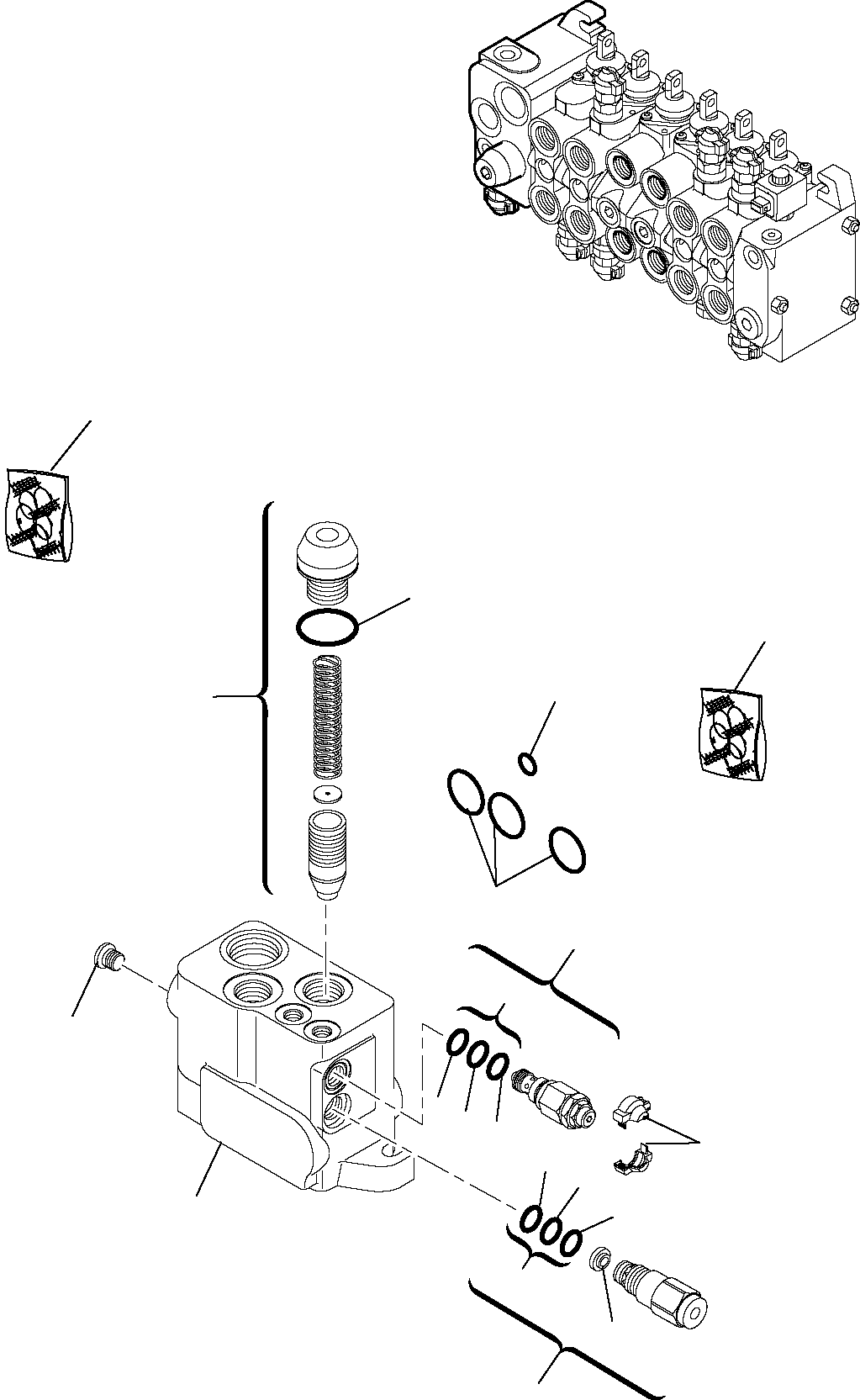 Backhoeloaders Komatsu / WB91R-5 S/N F00003-Up(wb91r5) / BACKHOE CONTROL VALVE (6-SPOOLS) (1/7)(F-0130 : 6200)