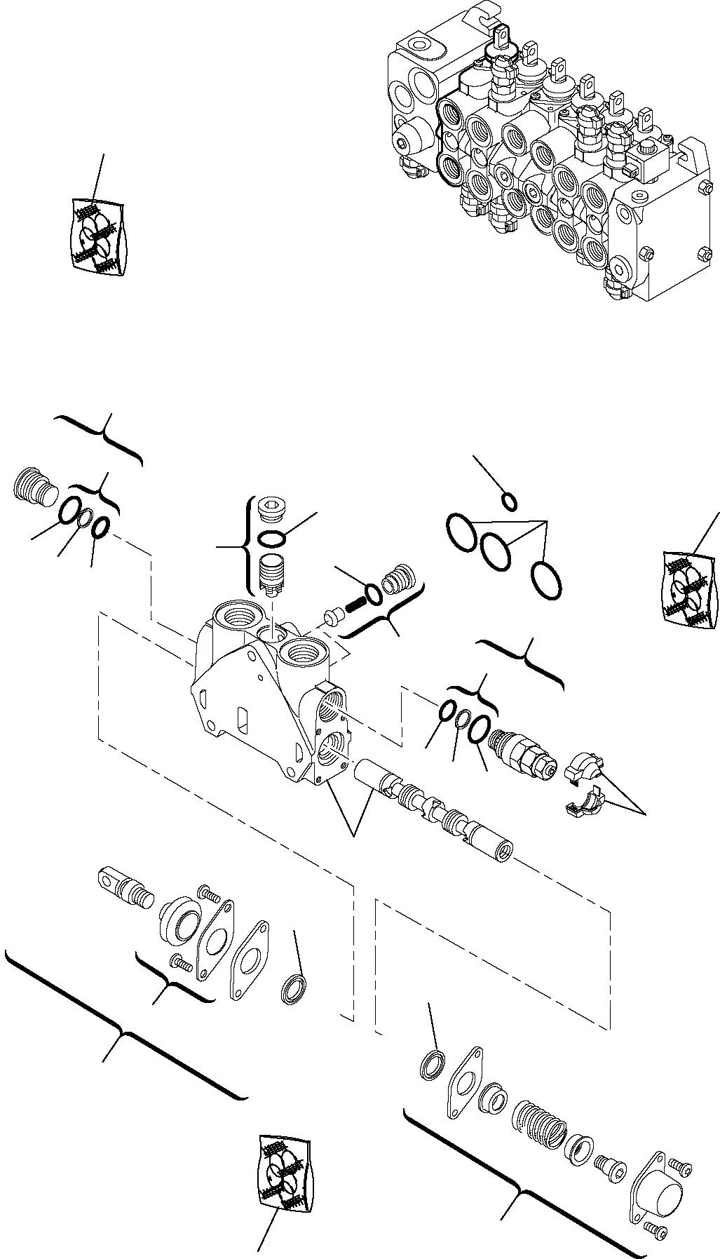 Backhoeloaders Komatsu / WB91R-5 S/N F00003-Up(wb91r5) / BACKHOE CONTROL VALVE (6-SPOOLS) (2/7)(F-0140 : 6205)