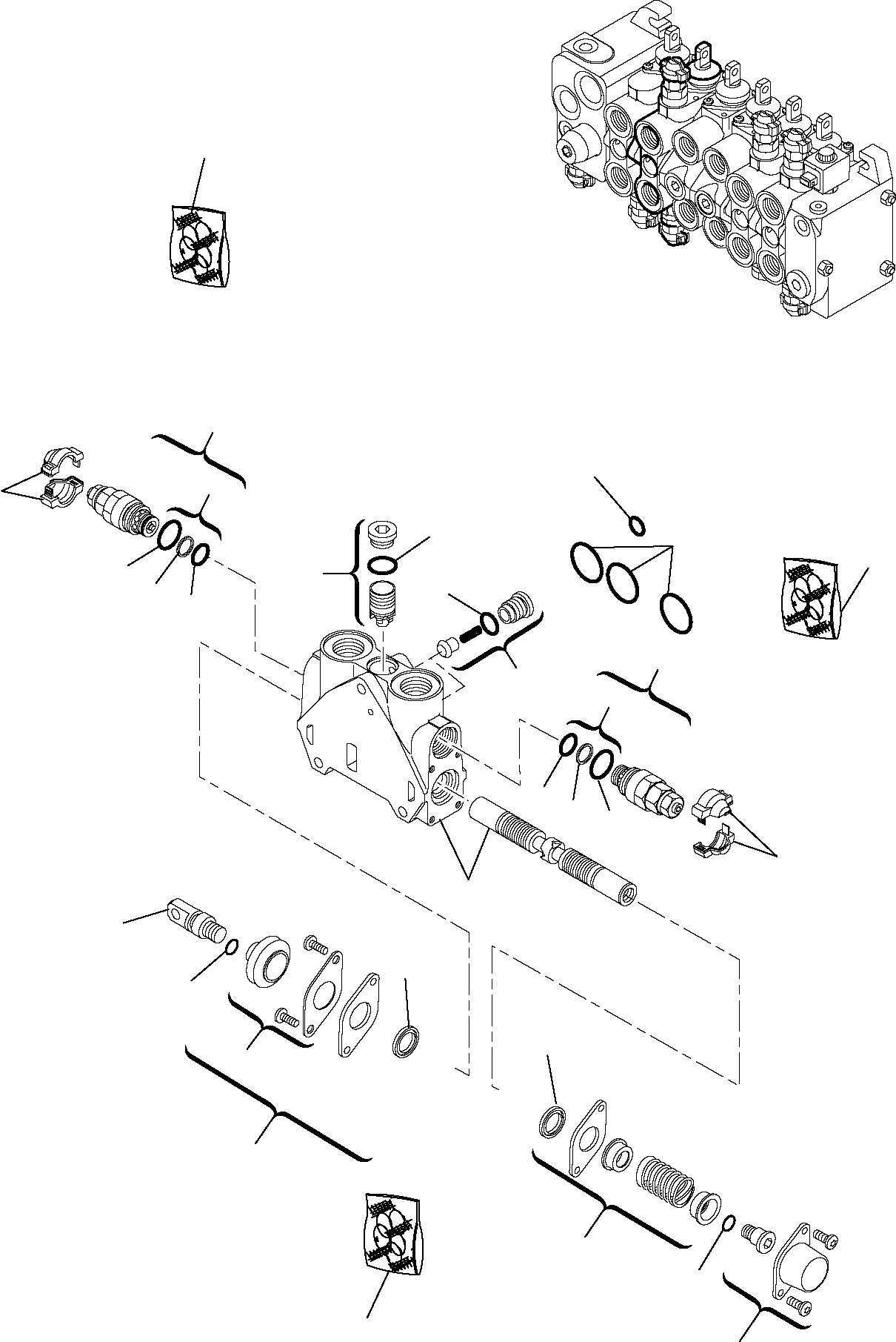 Backhoeloaders Komatsu / WB91R-5 S/N F00003-Up(wb91r5) / BACKHOE CONTROL VALVE (6-SPOOLS) (3/7)(F-0150 : 6210)