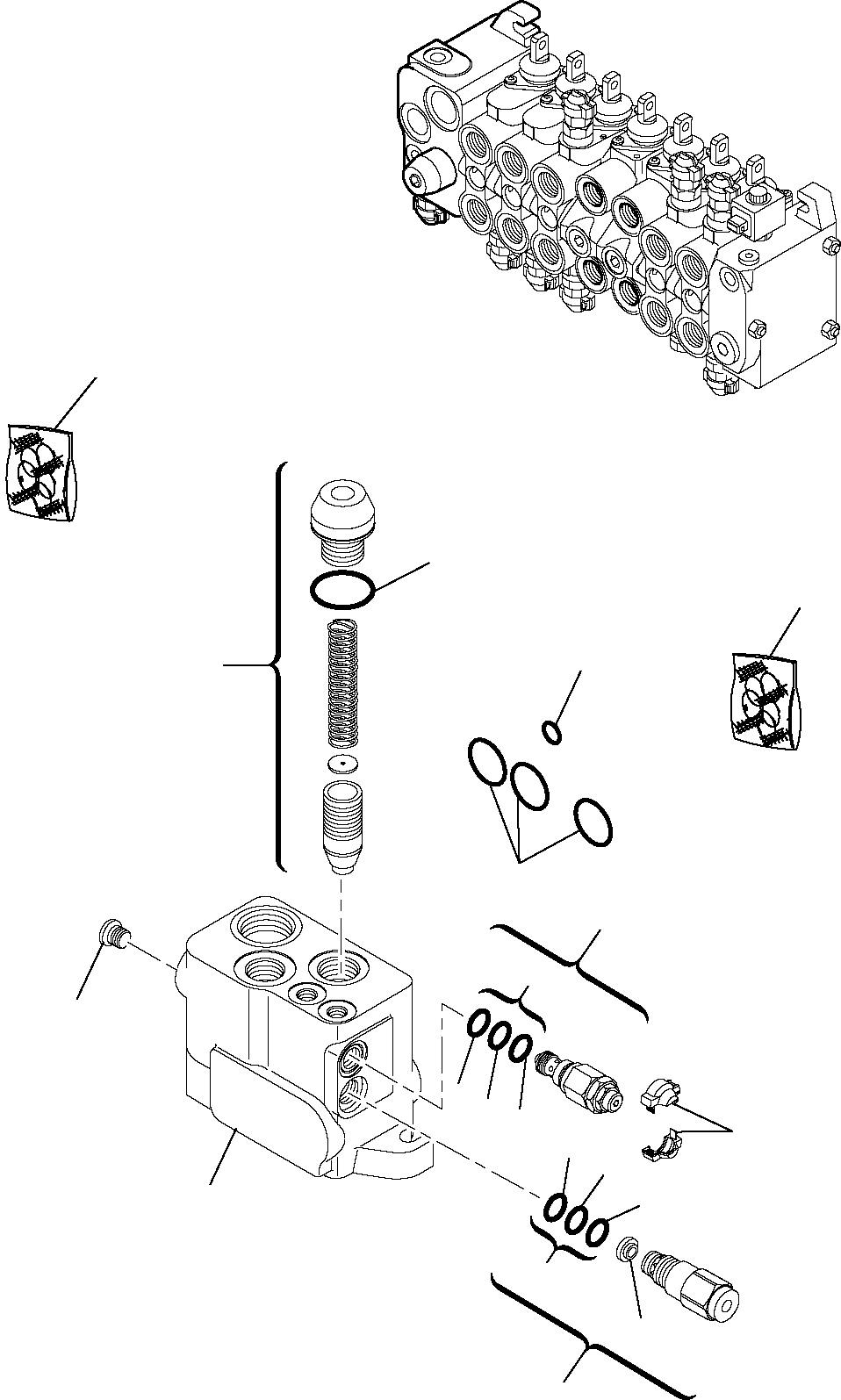 Backhoeloaders Komatsu / WB91R-5 S/N F00003-Up(wb91r5) / BACKHOE CONTROL VALVE (7-SPOOLS) (1/8)(F-0200 : 6250)