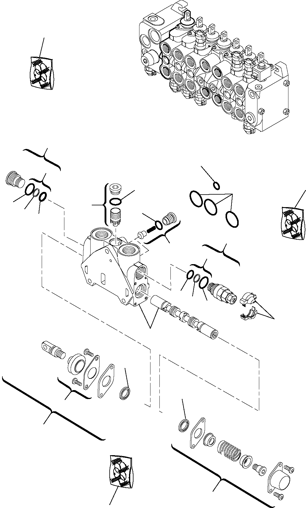 Backhoeloaders Komatsu / WB91R-5 S/N F00003-Up(wb91r5) / BACKHOE CONTROL VALVE (7_SPOOLS) (2/8)(F-0210 : 6255)